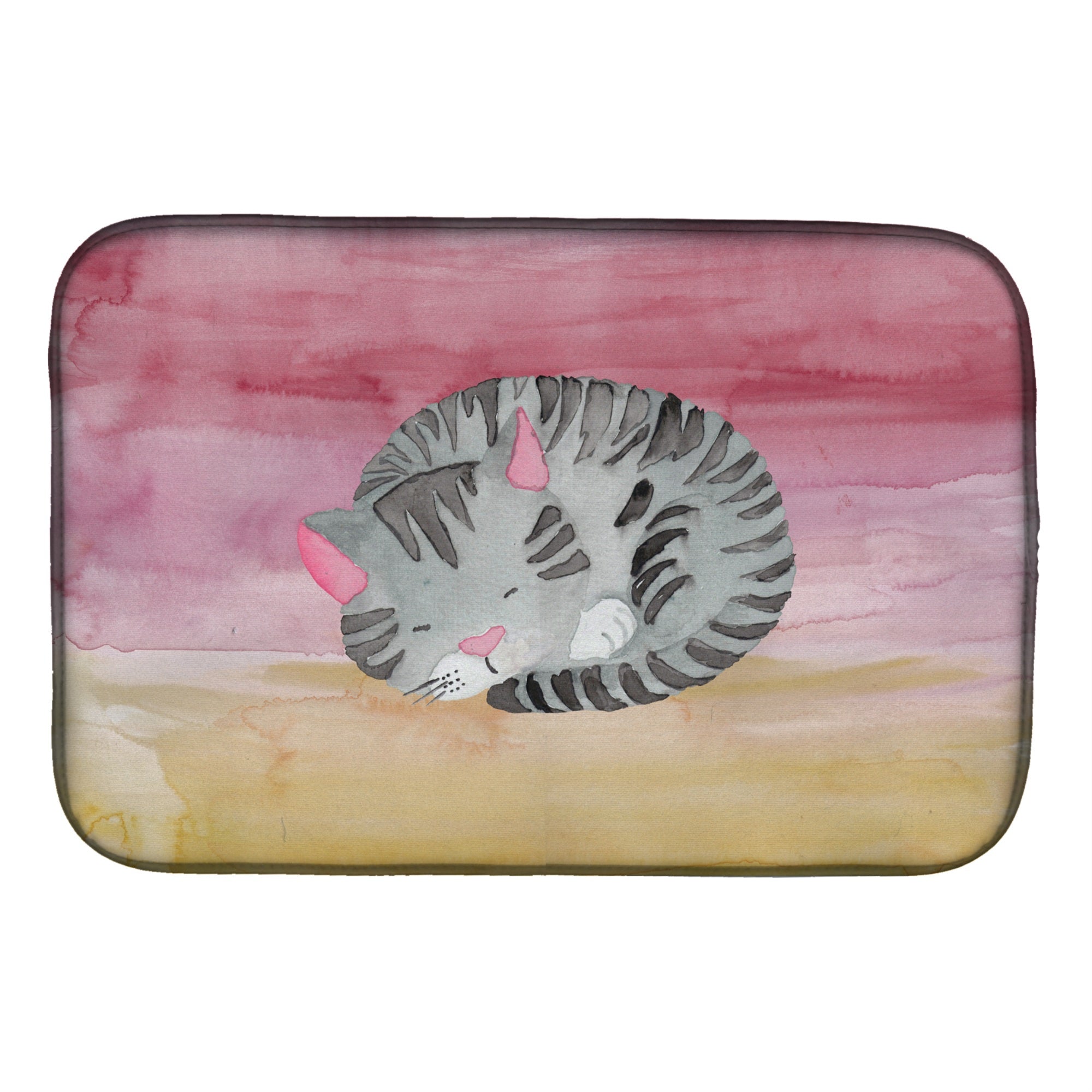'Caroline'S Treasures Sleeping Grey Cat Watercolor Dish Drying Mat, 14'''' X 21'''', Multicolor''
