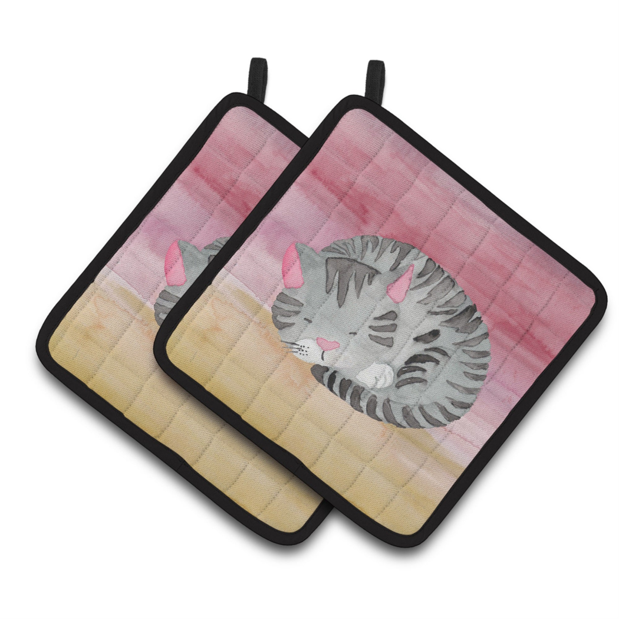 'Caroline'S Treasures Sleeping Grey Cat Watercolor Decorated Pot Holder, 7.5''''H X 7.5''''W, Multicolor''