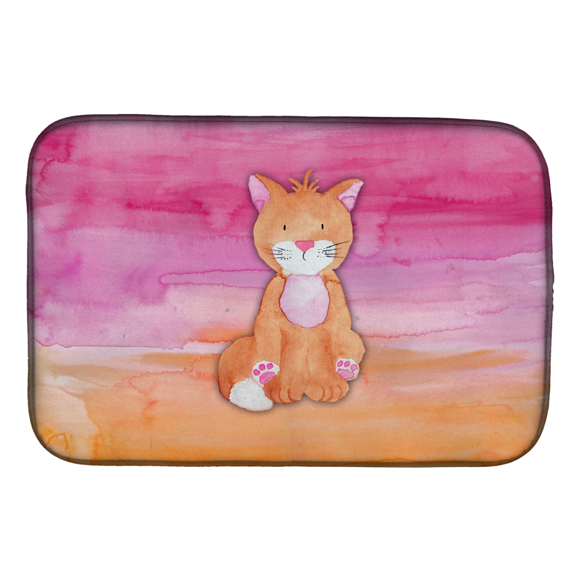 'Caroline'S Treasures Orange Cat Watercolor Dish Drying Mat, 14'''' X 21'''', Multicolor''