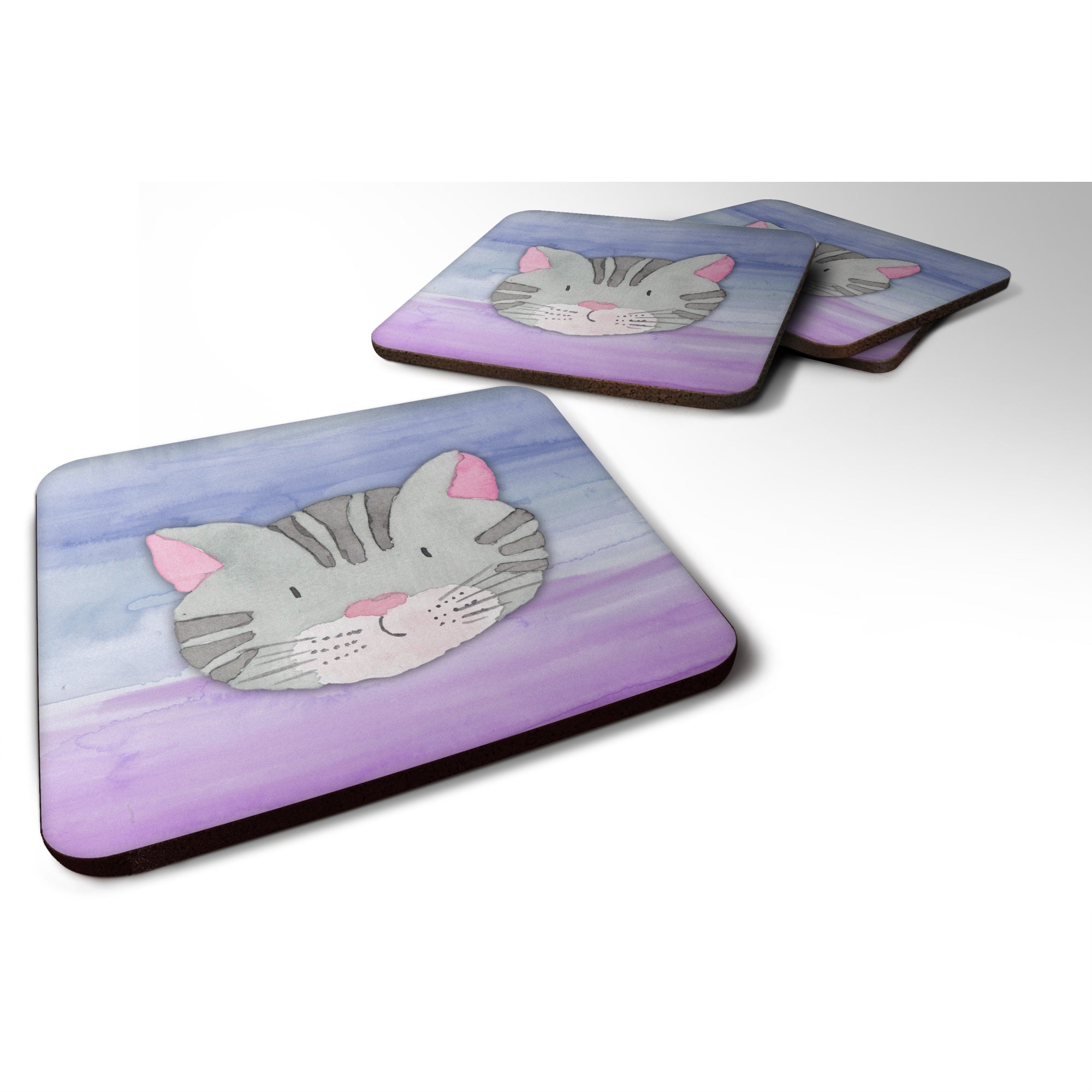 'Caroline'S Treasures Cat Face Watercolor Decorative Coasters, 3.5, Multicolor''