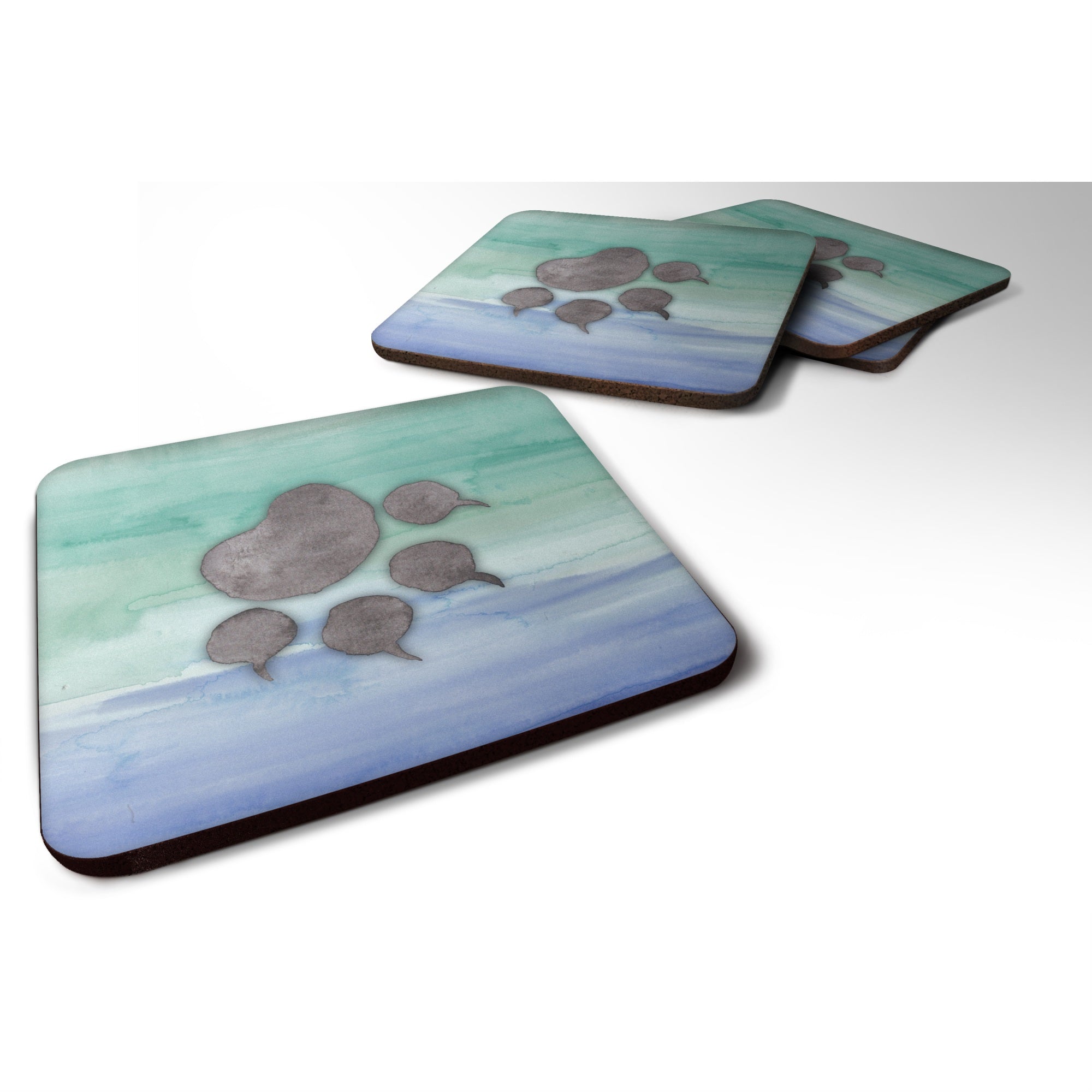 'Caroline'S Treasures Cat Paw Watercolor Decorative Coasters, 3.5, Multicolor''