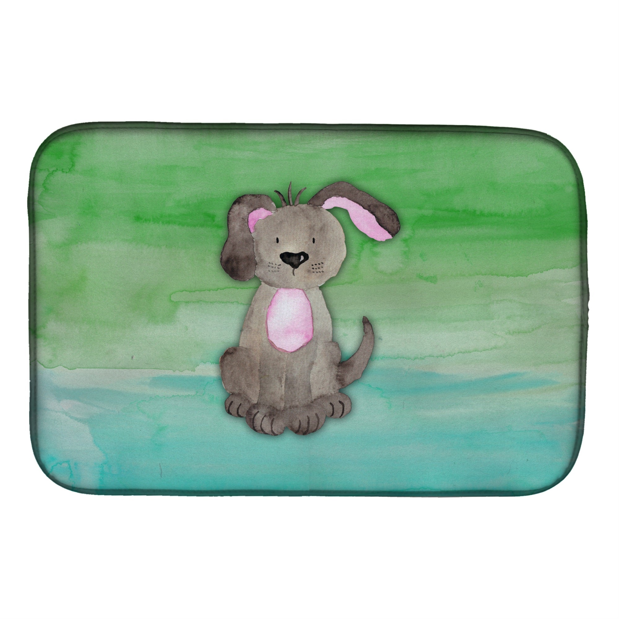'Caroline'S Treasures Dog Teal And Green Watercolor Dish Drying Mat, 14'''' X 21'''', Multicolor''