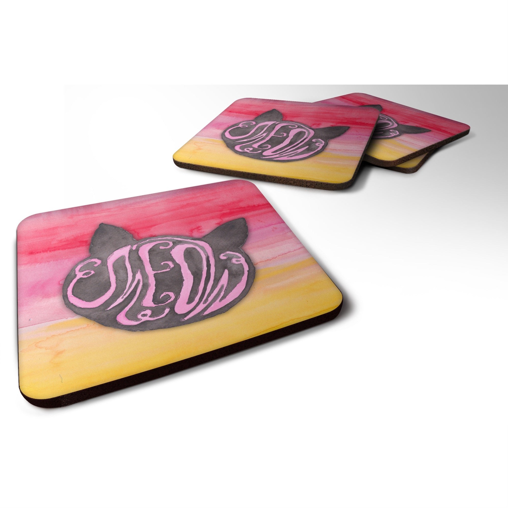 'Caroline'S Treasures Cat Face Meow Watercolor Decorative Coasters, 3.5, Multicolor''