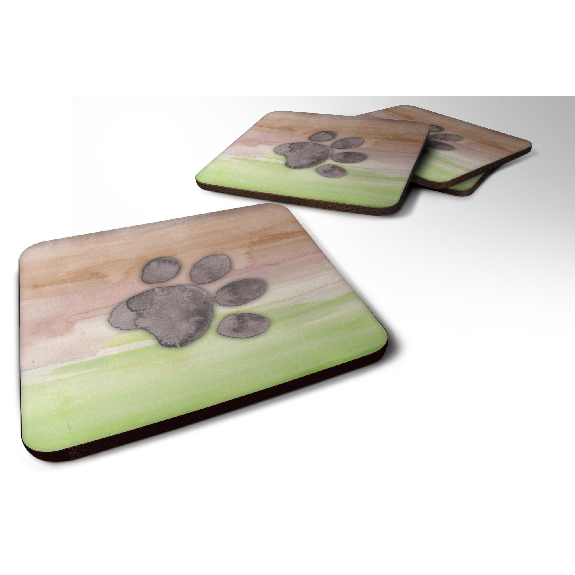 'Caroline'S Treasures Dog Paw Watercolor Decorative Coasters, 3.5, Multicolor''