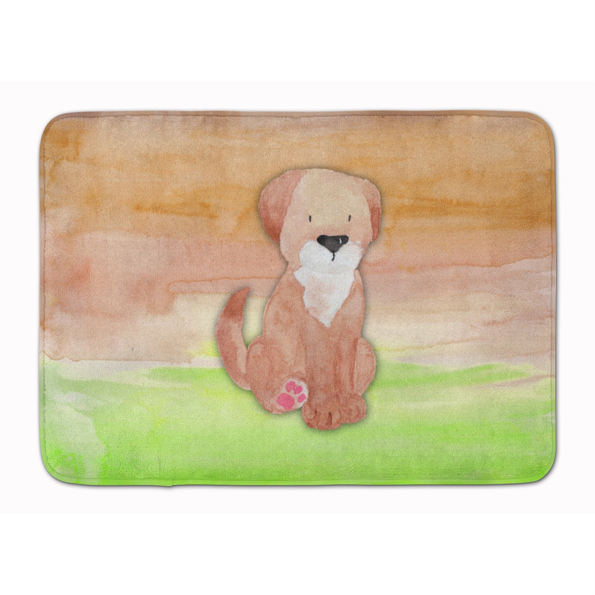 'Caroline'S Treasures Dog Green And Brown Watercolor Floor Mat, 19''''H X 27''''W, Multicolor''