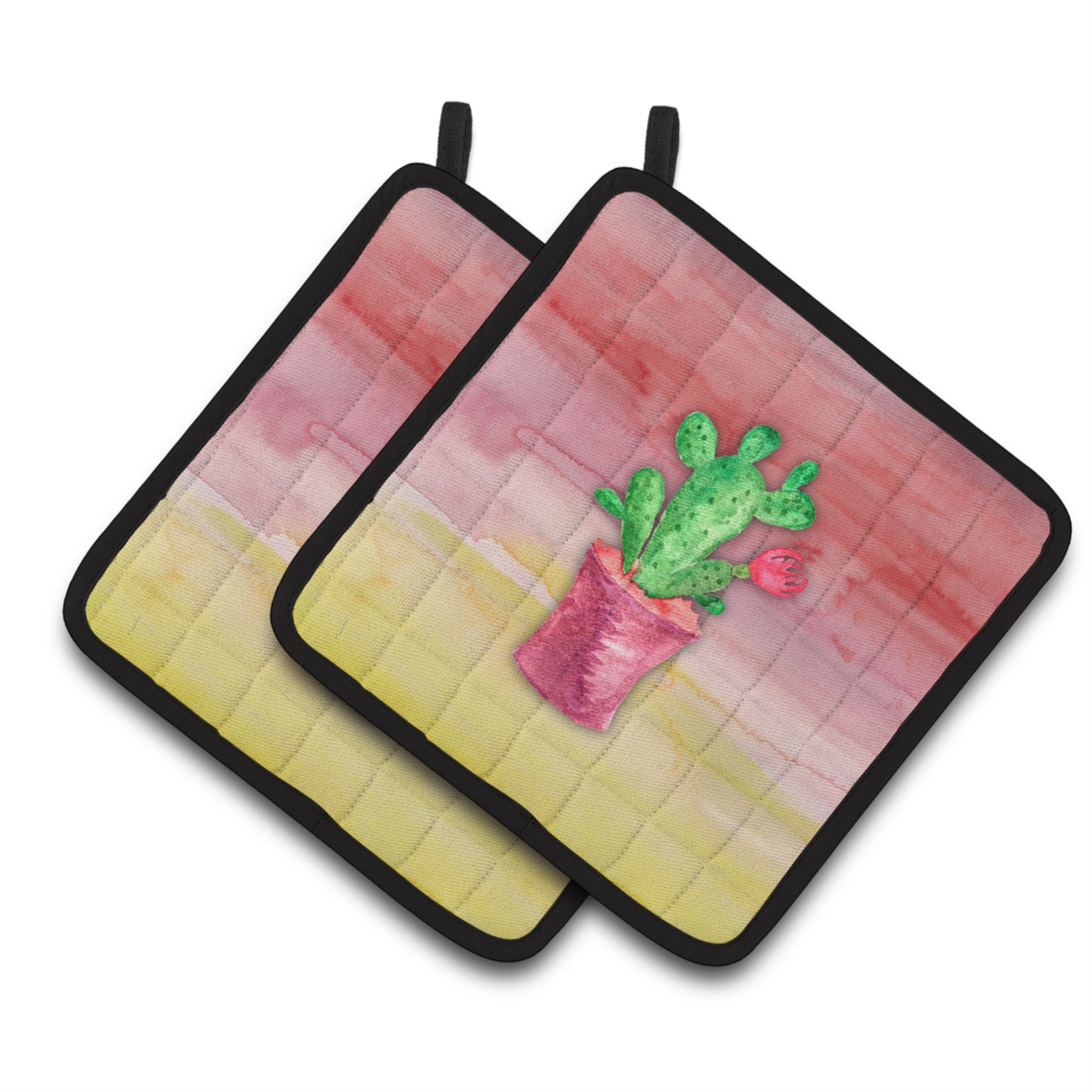'Caroline'S Treasures Flowering Cactus Watercolor Decorated Pot Holder, 7.5''''H X 7.5''''W, Multicolor''
