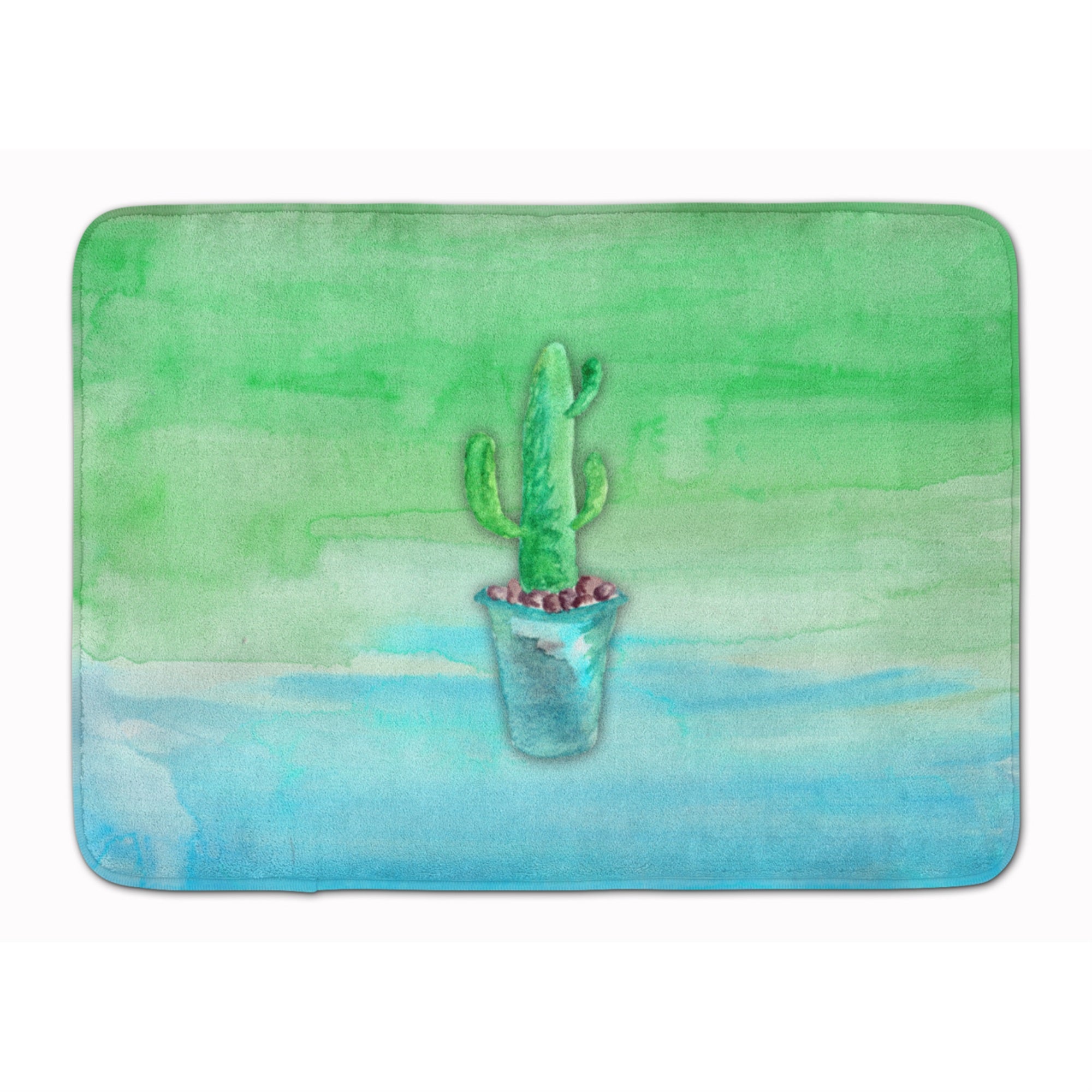 'Caroline'S Treasures Cactus Teal And Green Watercolor Floor Mat, 19''''H X 27''''W, Multicolor''
