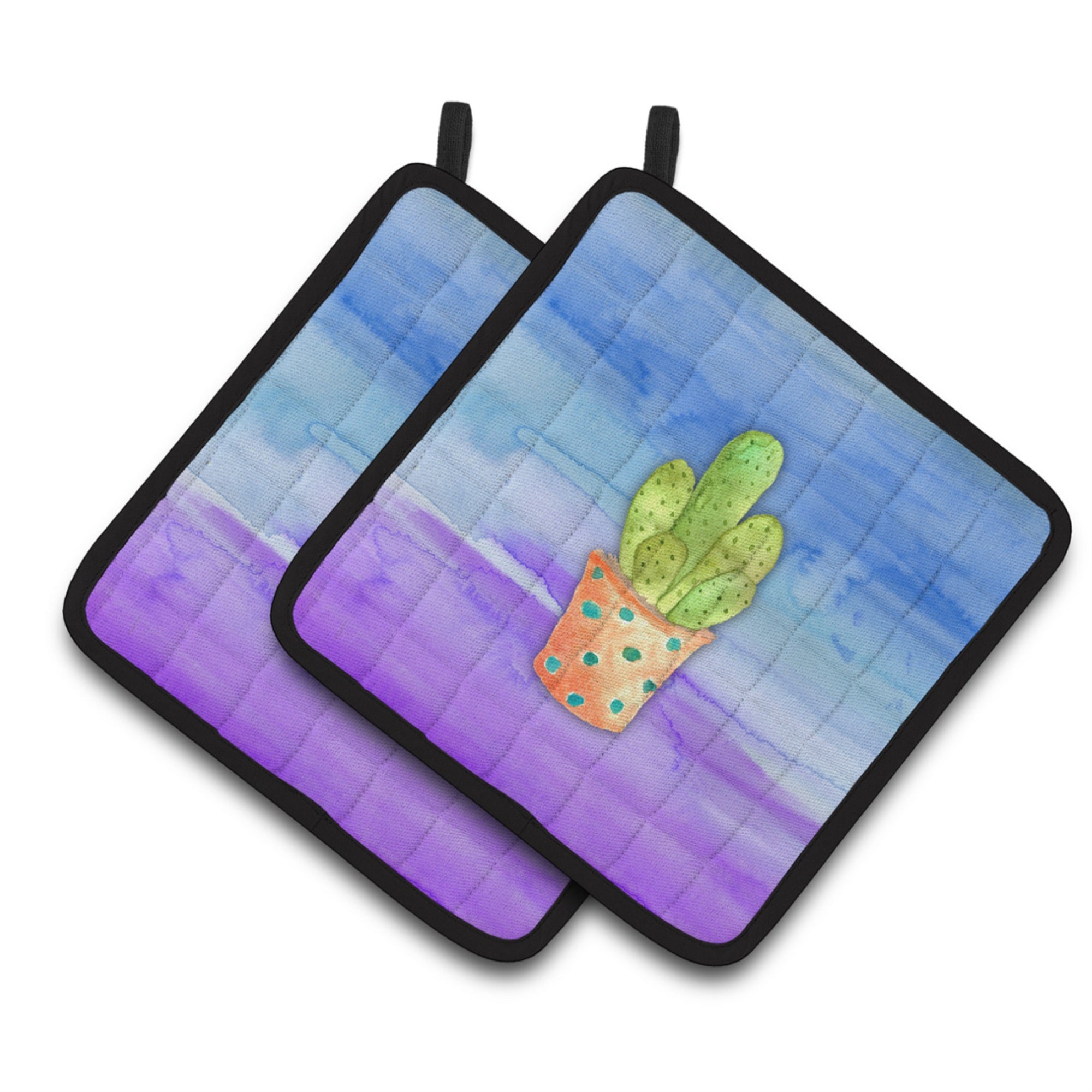 'Caroline'S Treasures Cactus Blue And Purple Watercolor Decorated Pot Holder, 7.5''''H X 7.5''''W, Multicolor''