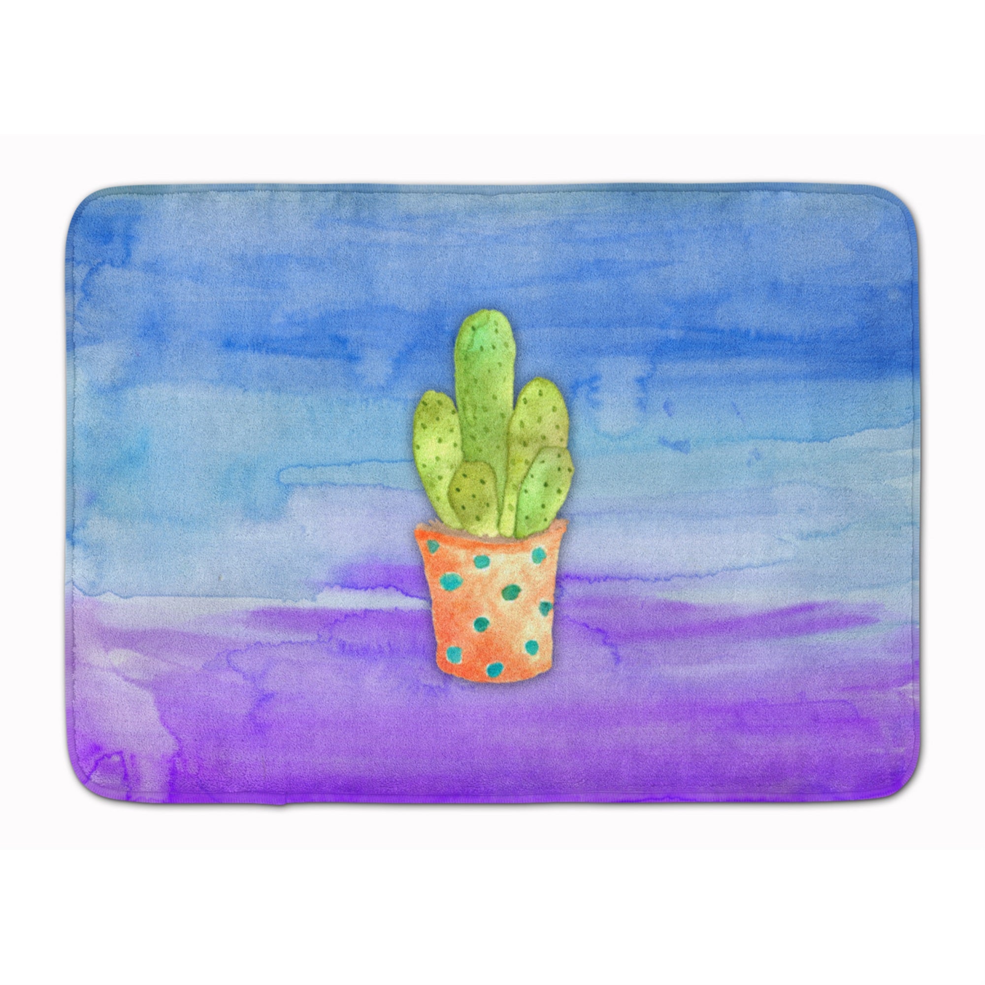 'Caroline'S Treasures Cactus Blue And Purple Watercolor Floor Mat, 19''''H X 27''''W, Multicolor''
