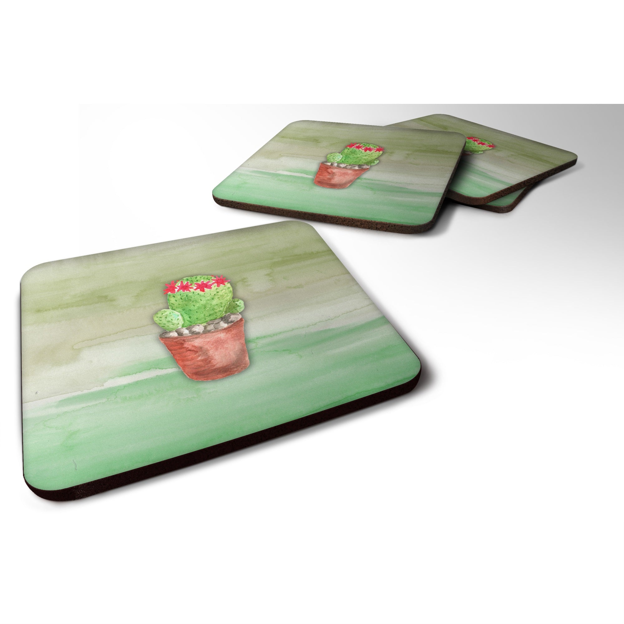 'Caroline'S Treasures Cactus Green Watercolor Decorative Coasters, 3.5, Multicolor''