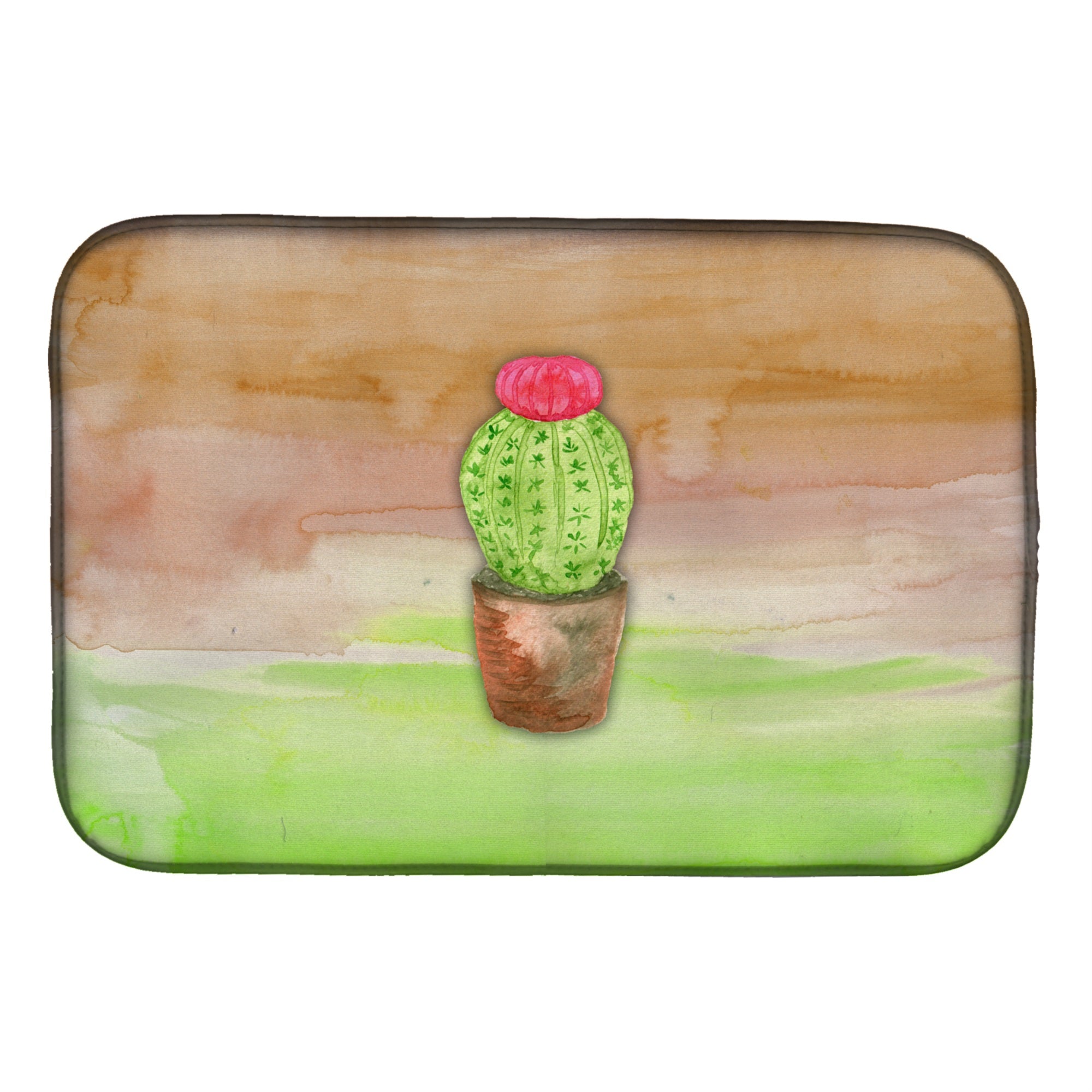 'Caroline'S Treasures Cactus Green And Brown Watercolor Dish Drying Mat, 14'''' X 21'''', Multicolor''
