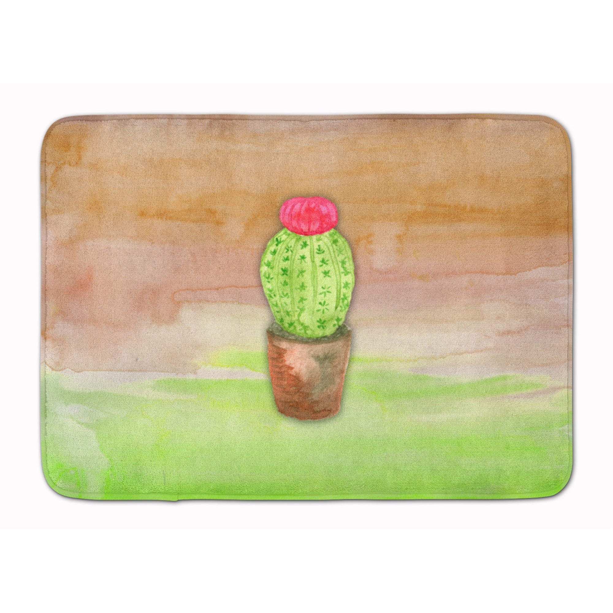 'Caroline'S Treasures Cactus Green And Brown Watercolor Floor Mat, 19''''H X 27''''W, Multicolor''