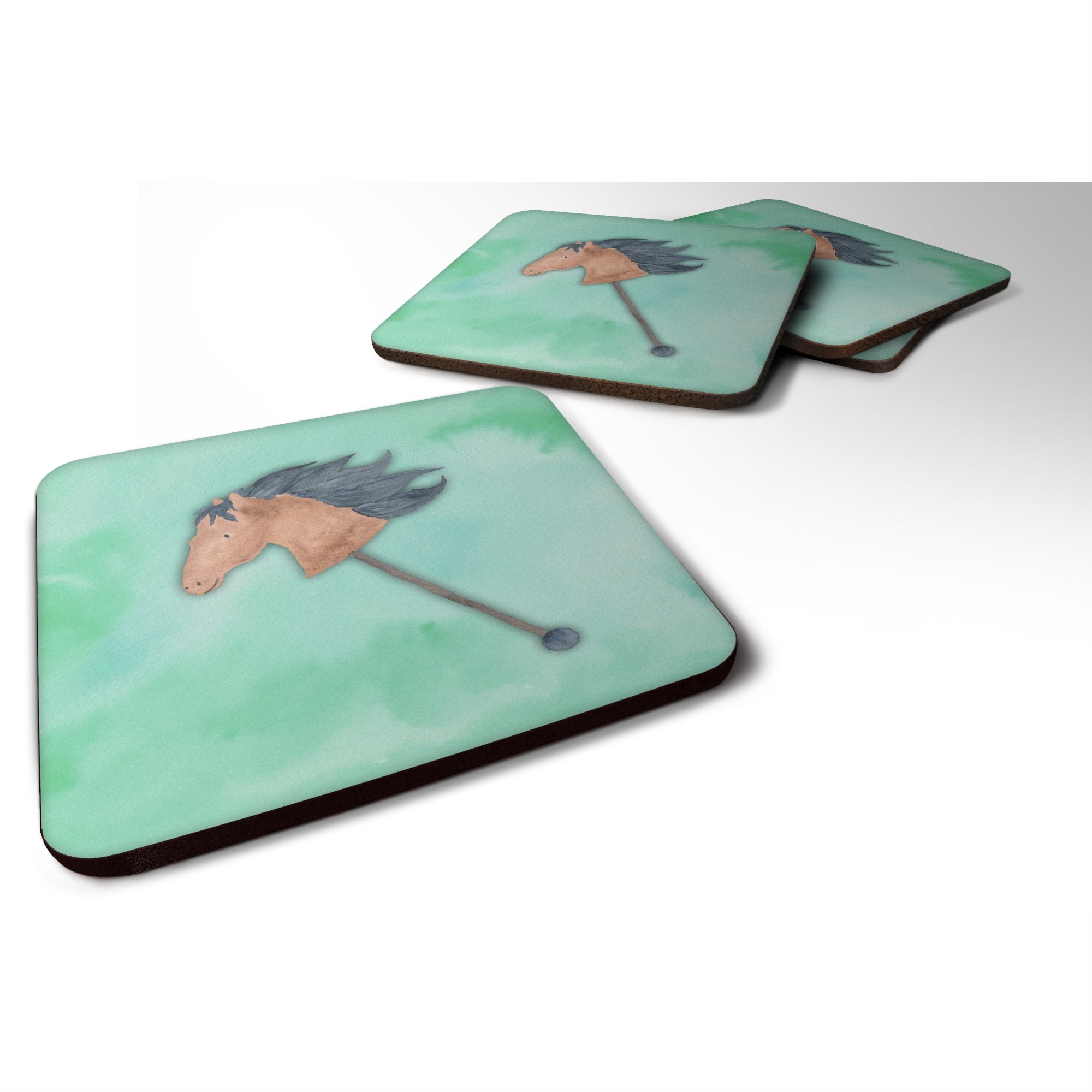 'Caroline'S Treasures Stick Horse Watercolor Decorative Coasters, 3.5, Multicolor''