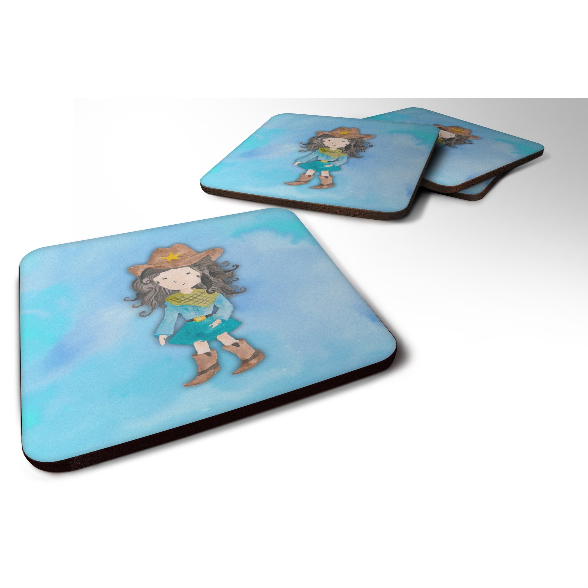 'Caroline'S Treasures Cowgirl Watercolor Decorative Coasters, 3.5, Multicolor''