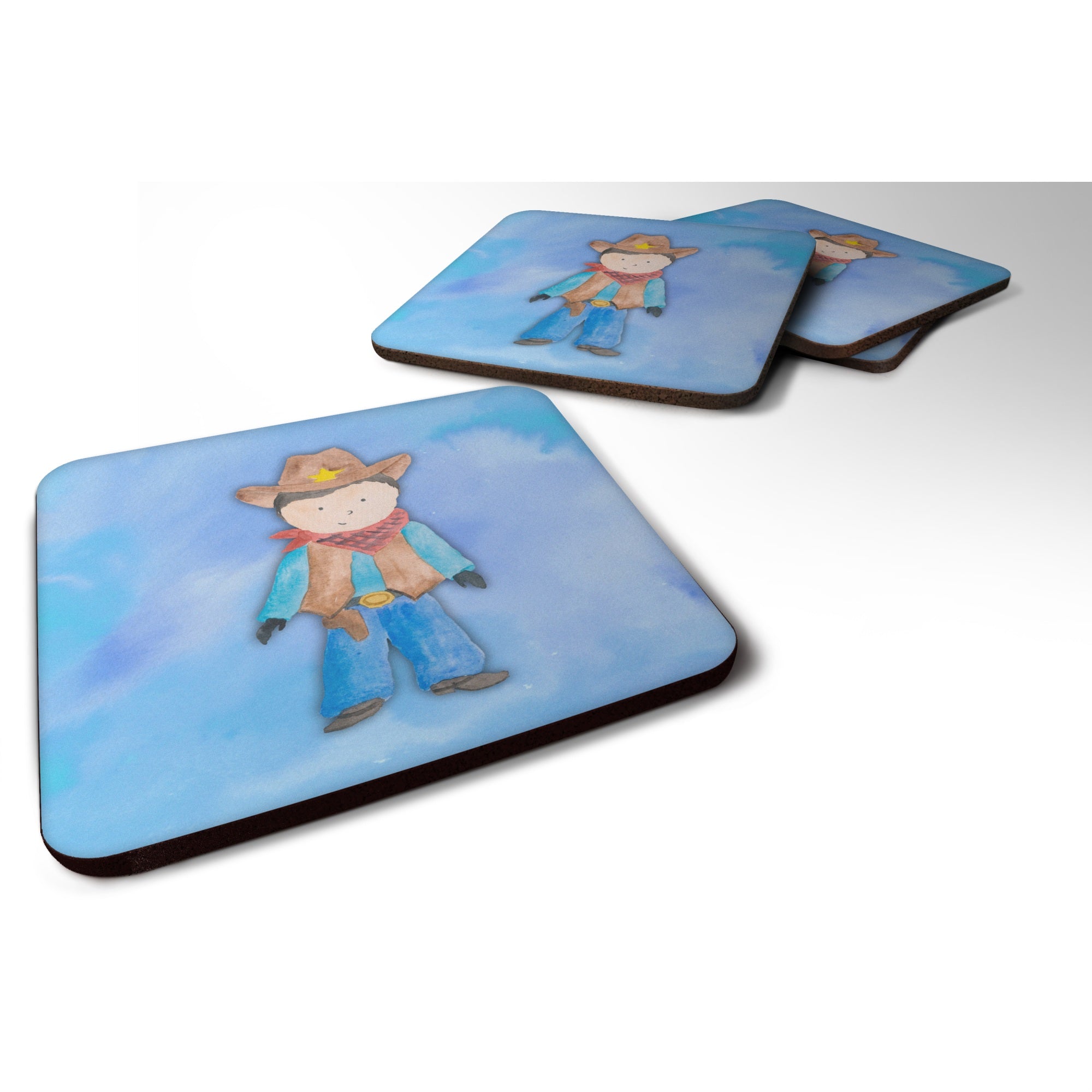 'Caroline'S Treasures Cowboy Watercolor Decorative Coasters, 3.5, Multicolor''