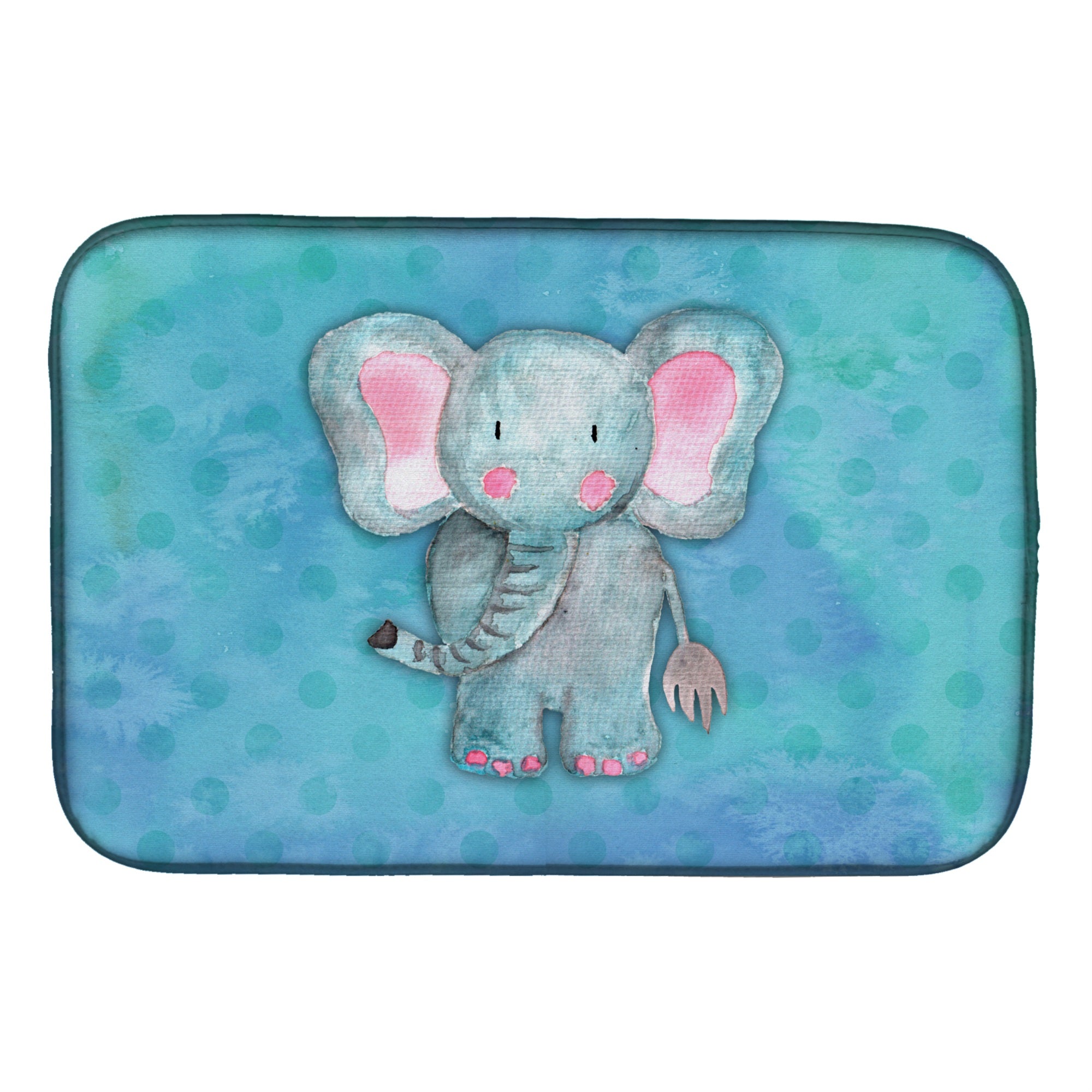 'Caroline'S Treasures Blue Elepant Watercolor Dish Drying Mat, 14'''' X 21'''', Multicolor''