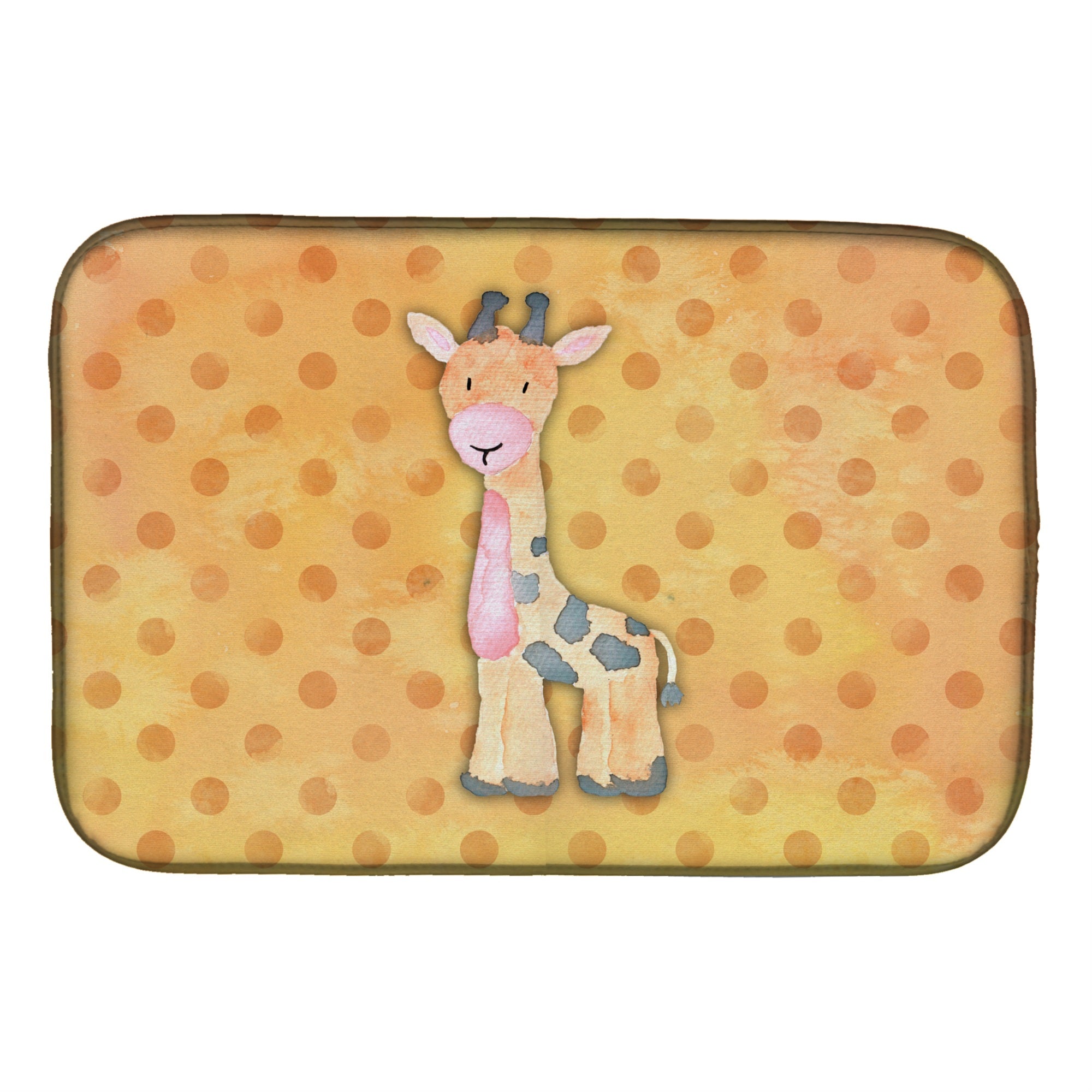 'Caroline'S Treasures Polka Dot Giraffe Watercolor Dish Drying Mat, 14'''' X 21'''', Multicolor''