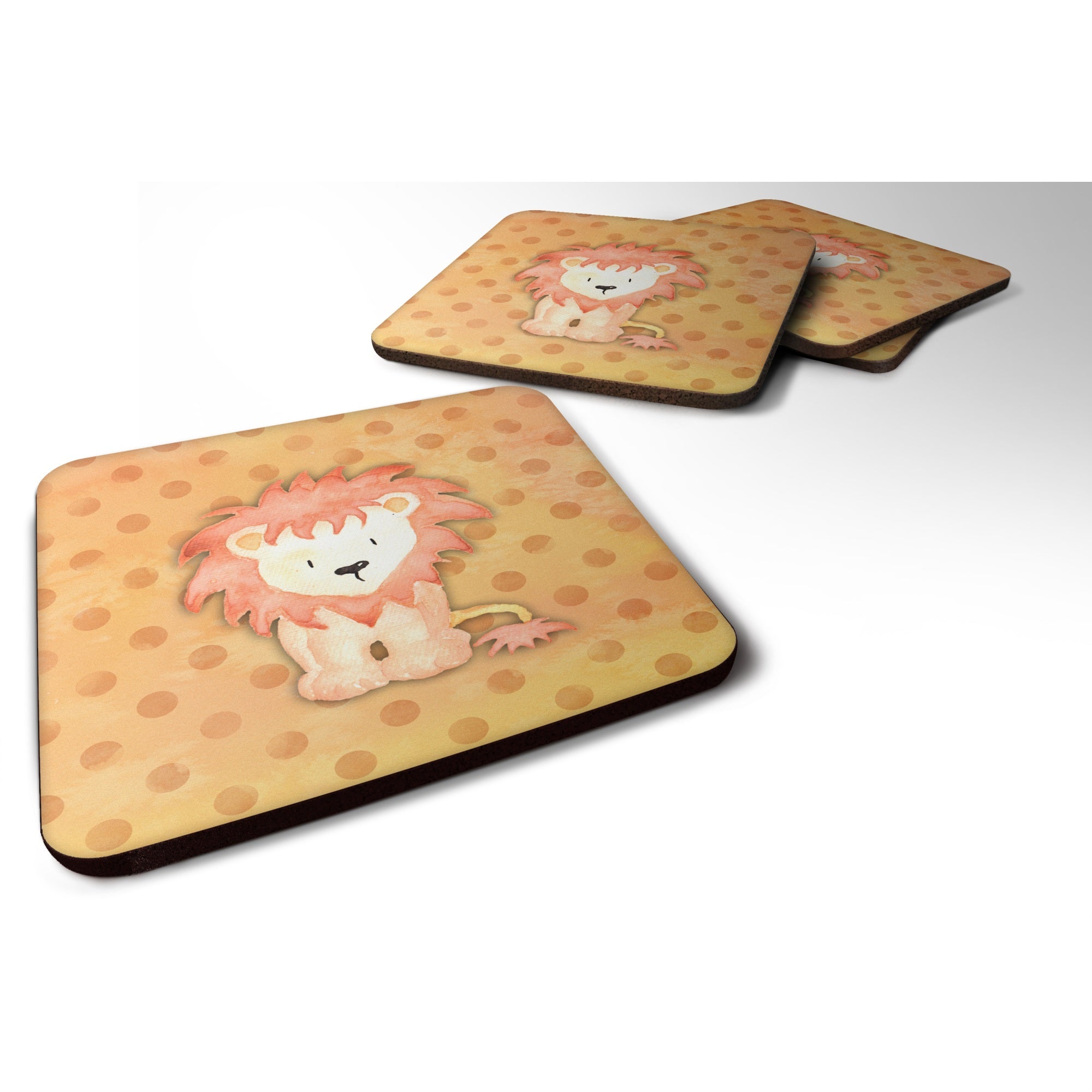 'Caroline'S Treasures Polkadot Lion Watercolor Decorative Coasters, 3.5, Multicolor''
