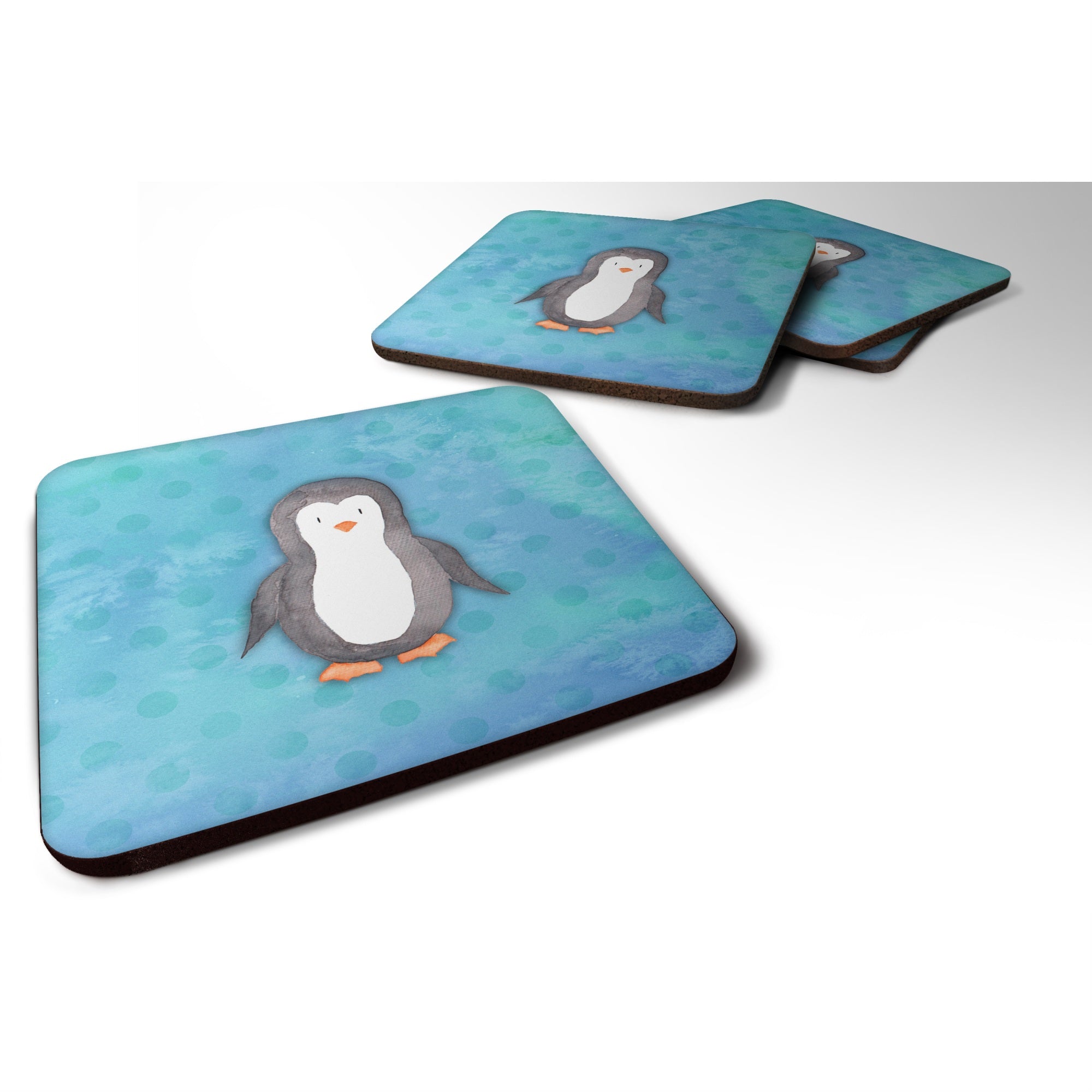 'Caroline'S Treasures Polkadot Penguin Watercolor Decorative Coasters, 3.5, Multicolor''