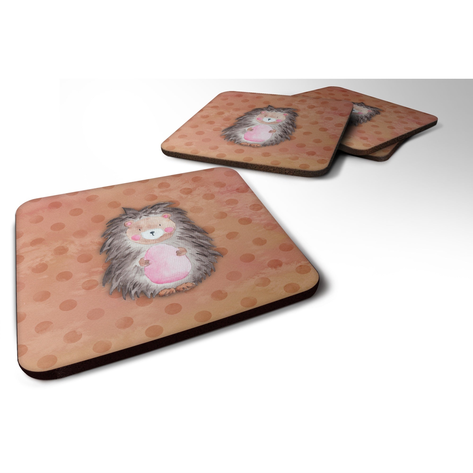 'Caroline'S Treasures Polkadot Hedgehog Watercolor Decorative Coasters, 3.5, Multicolor''