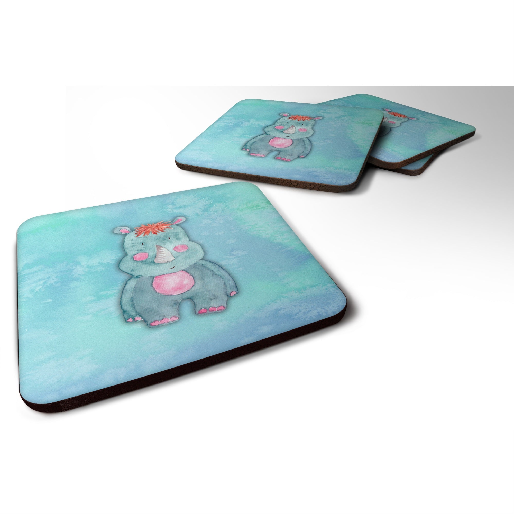 'Caroline'S Treasures Rhinoceros Watercolor Decorative Coasters, 3.5, Multicolor''