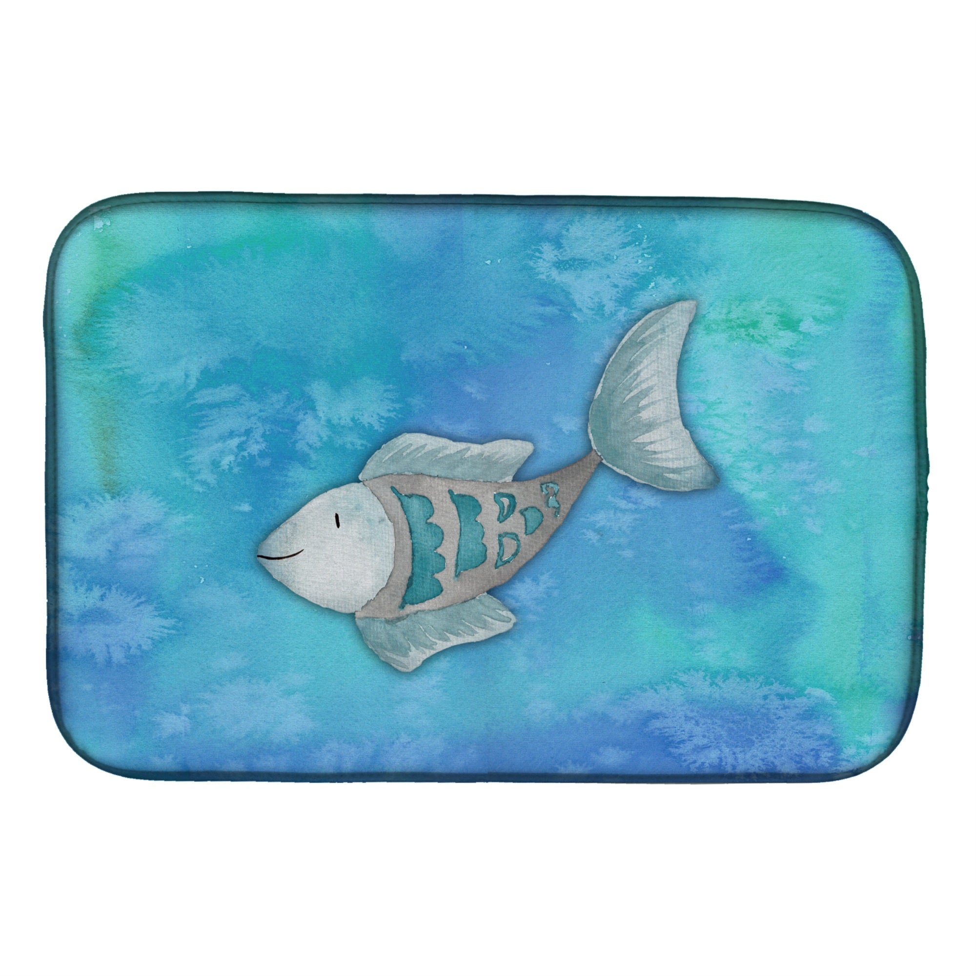'Caroline'S Treasures Blue Fish Watercolor Dish Drying Mat, 14 X 21, Multicolor''