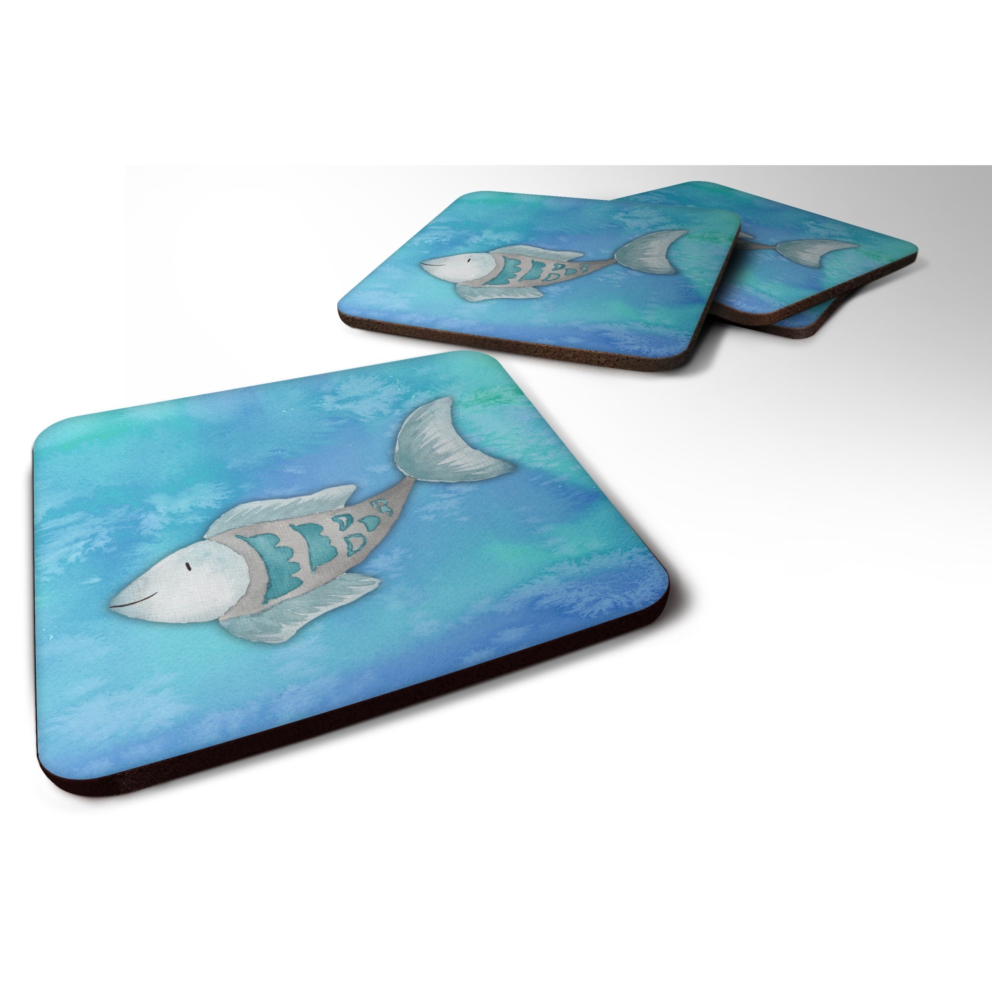 'Caroline'S Treasures Blue Fish Watercolor Decorative Coasters, 3.5, Multicolor''