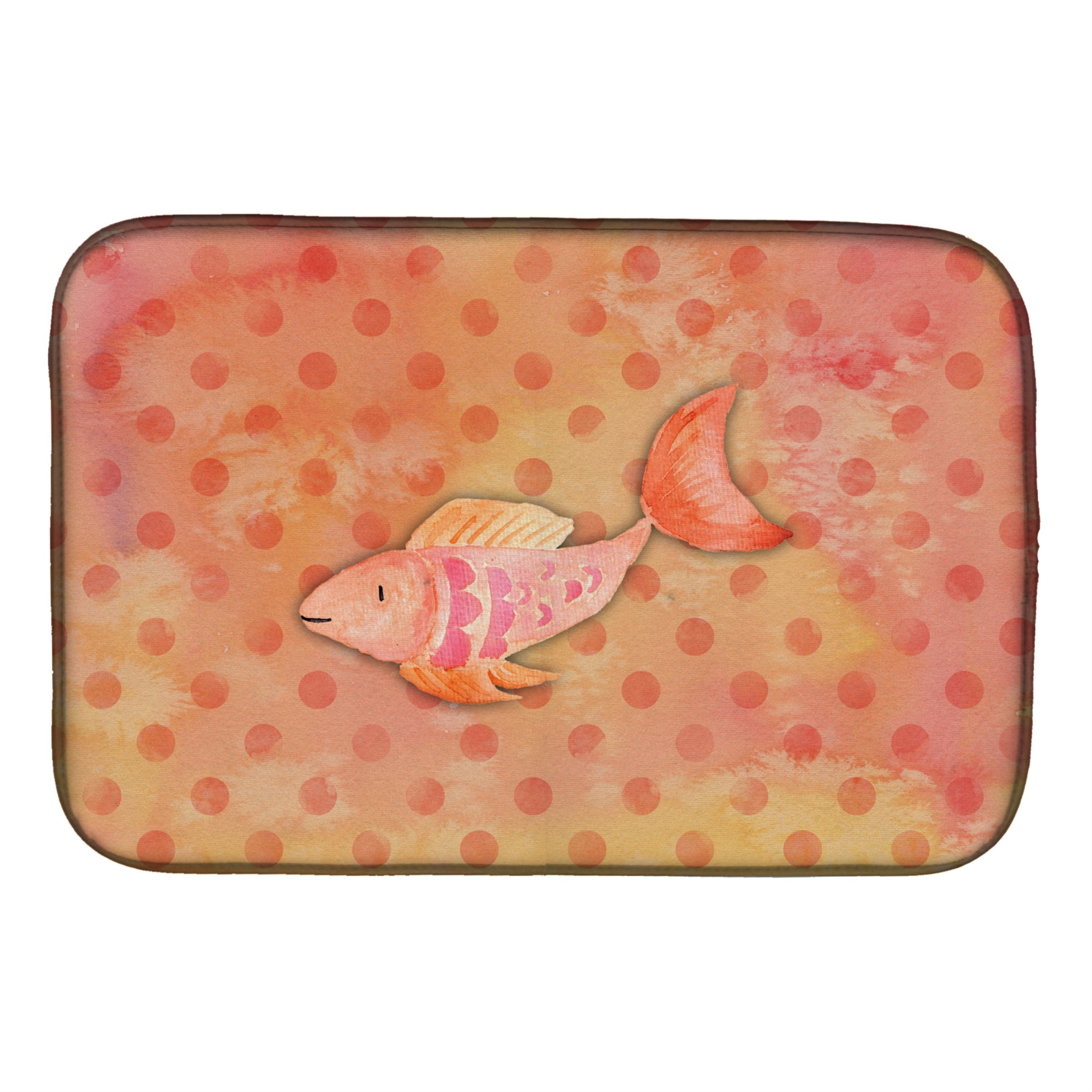 'Caroline'S Treasures Orange Fish Watercolor Dish Drying Mat, 14'''' X 21'''', Multicolor''