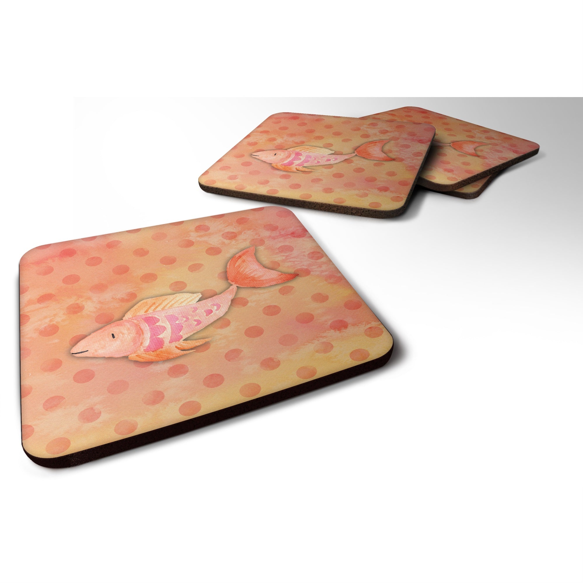 'Caroline'S Treasures Orange Fish Watercolor Decorative Coasters, 3.5, Multicolor''