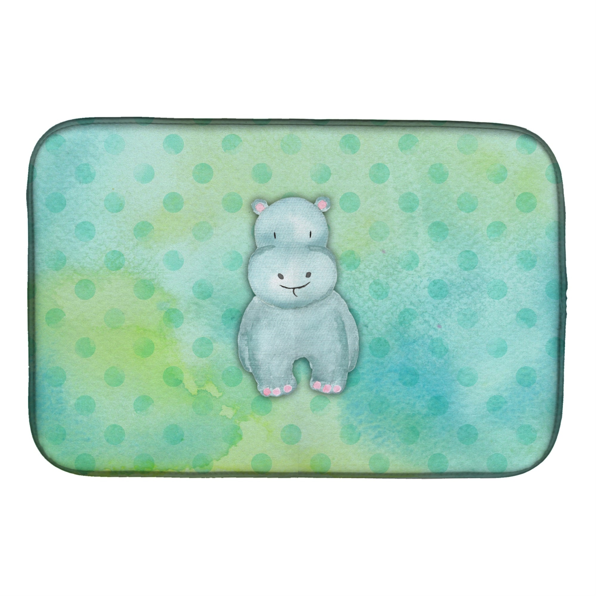 'Caroline'S Treasures Polkadot Hippopotamus Watercolor Dish Drying Mat, 14'''' X 21'''', Multicolor''