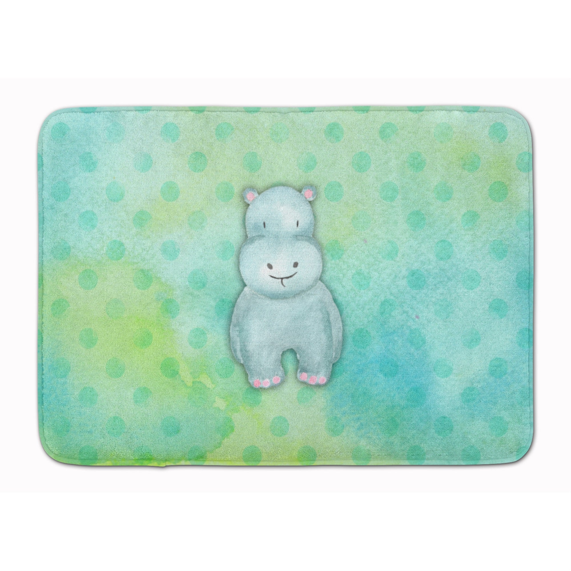 'Caroline'S Treasures Polkadot Hippopotamus Watercolor Floor Mat, 19''''H X 27''''W, Multicolor''
