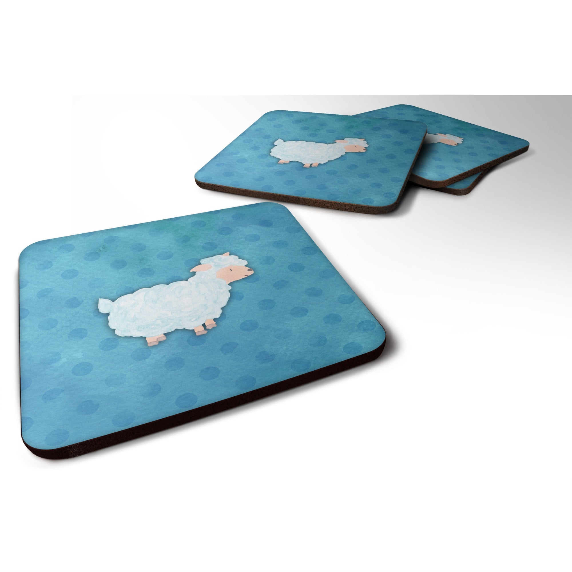 'Caroline'S Treasures Polkadot Sheep Lamb Watercolor Decorative Coasters, 3.5, Multicolor''