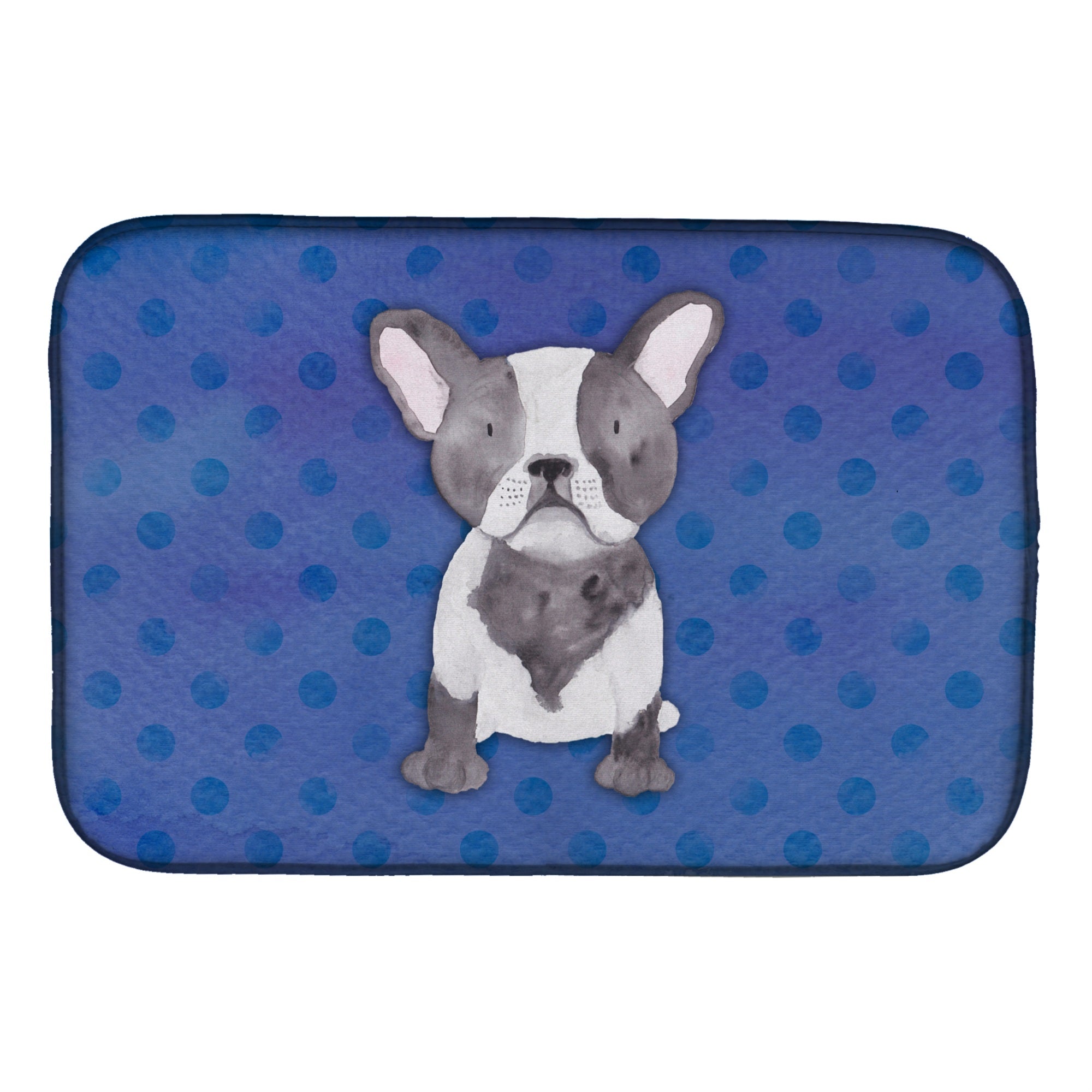 'Caroline'S Treasures French Bulldog Polka Dot Watercolor Dish Drying Mat, 14 X 21, Multicolor''