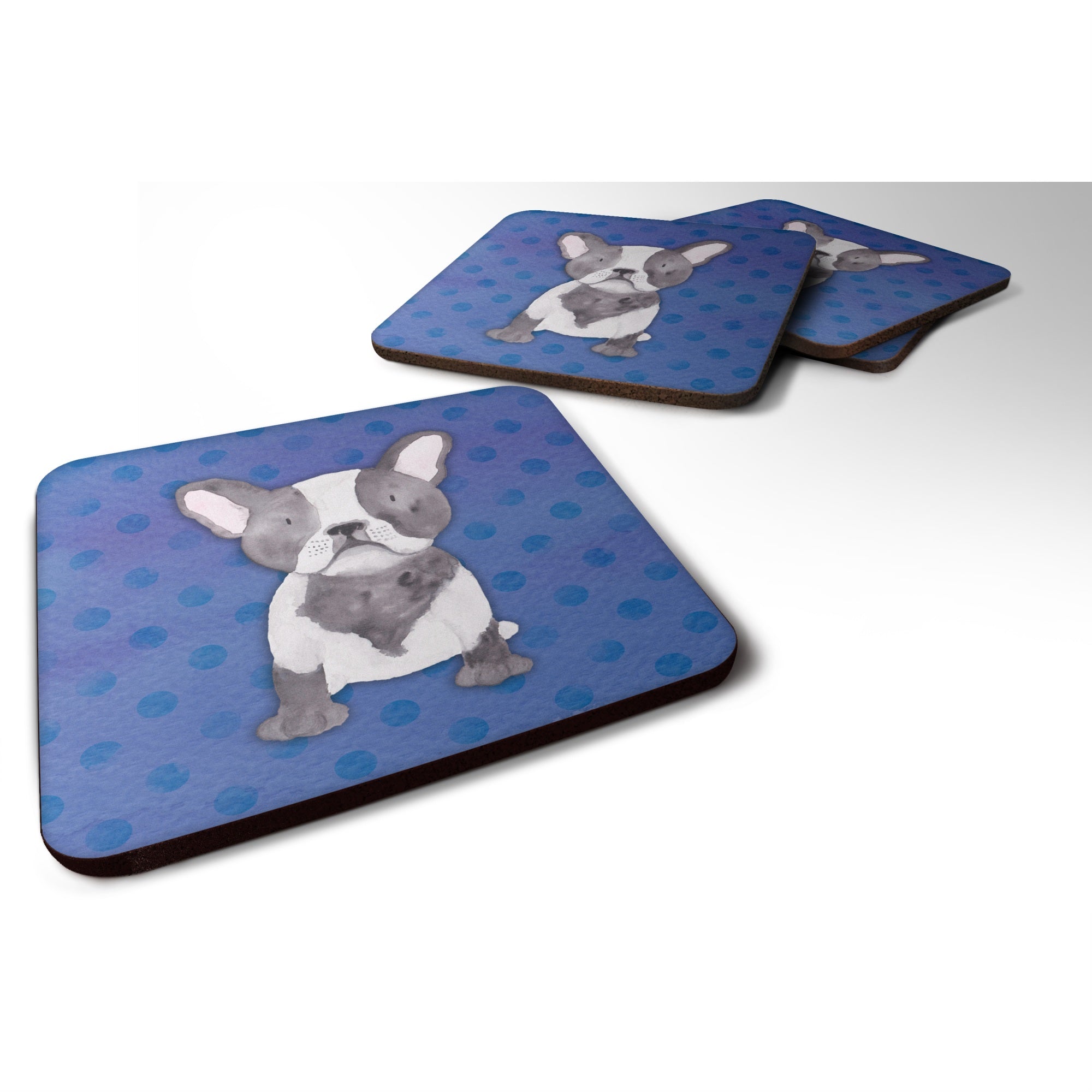 'Caroline'S Treasures French Bulldog Polkadot Watercolor Decorative Coasters, 3.5, Multicolor''