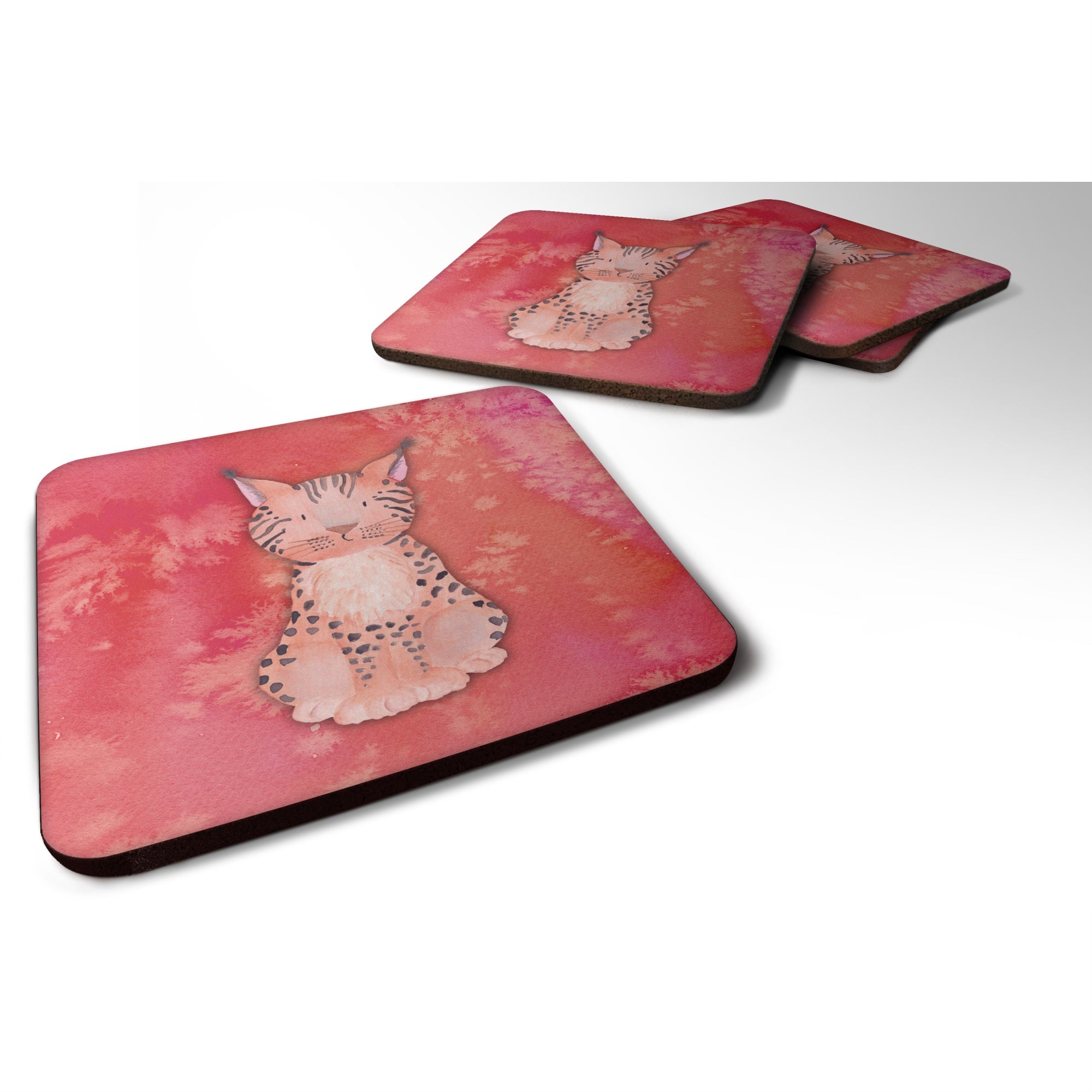 'Caroline'S Treasures Lynx Watercolor Decorative Coasters, 3.5, Multicolor''