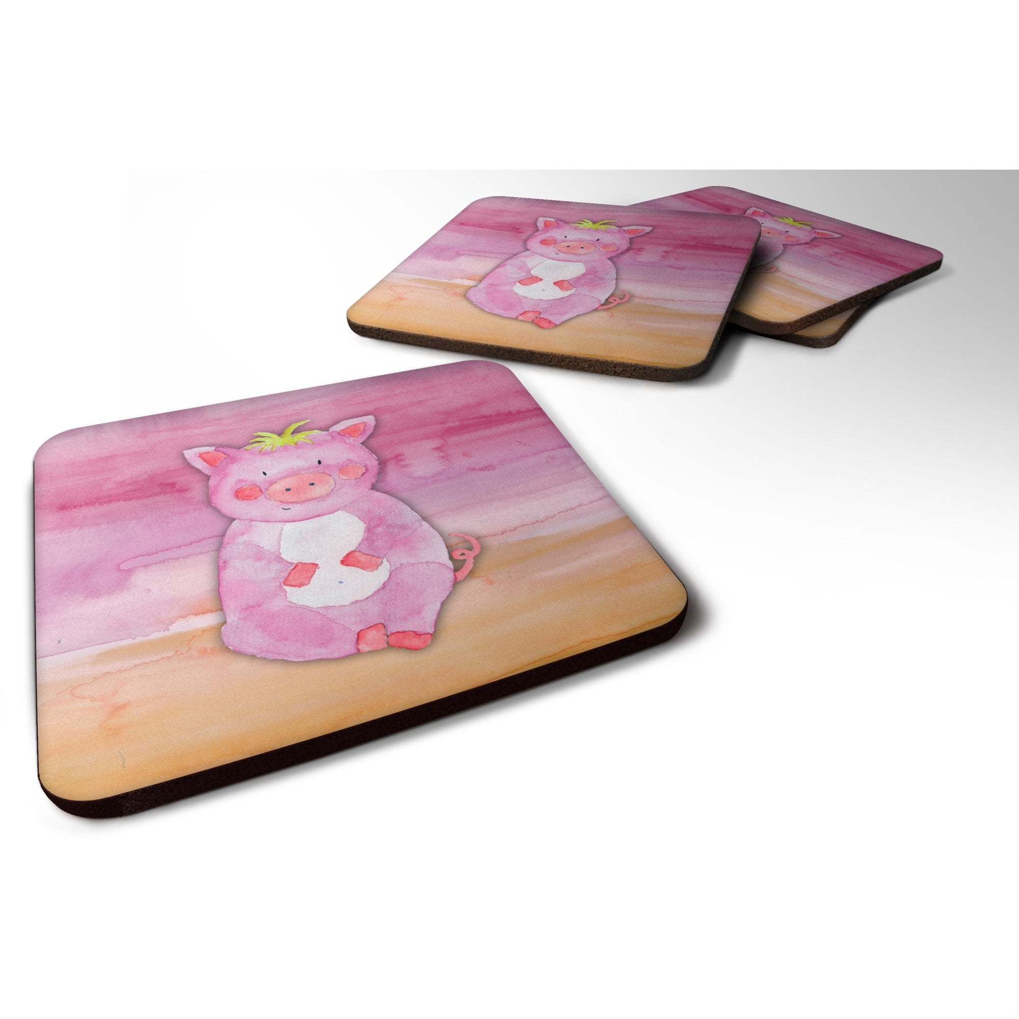 'Caroline'S Treasures Pig Watercolor Decorative Coasters, 3.5, Multicolor''