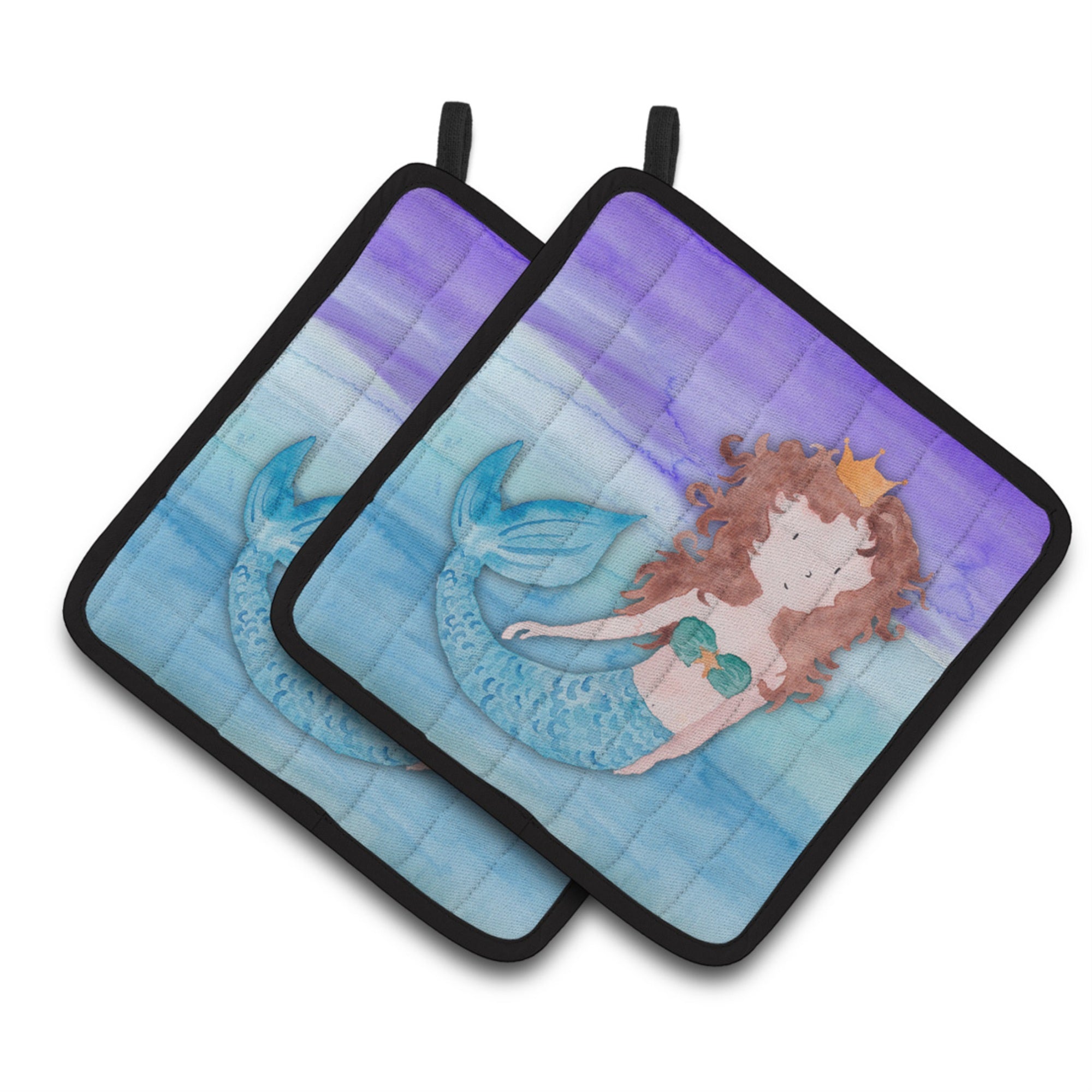 'Caroline'S Treasures Brunette Mermaid Watercolor Decorated Pot Holder, 7.5'''' X 7.5'''', Multicolor''