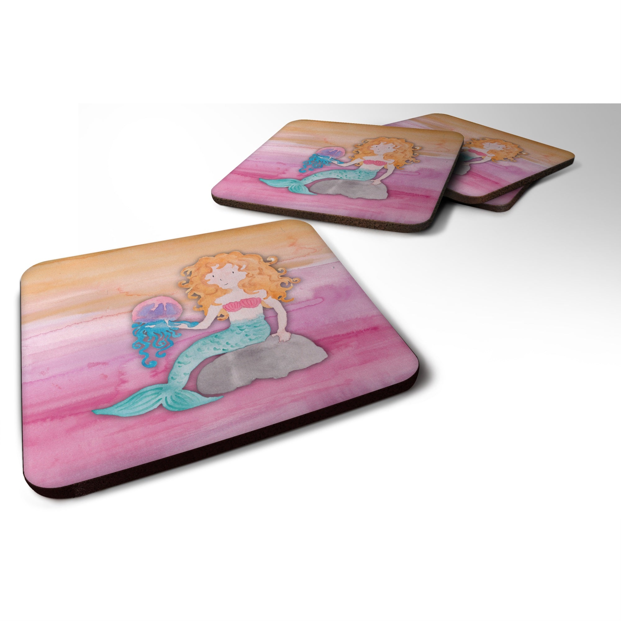 'Caroline'S Treasures Blonde Mermaid Watercolor Decorative Coasters, 3.5, Multicolor''