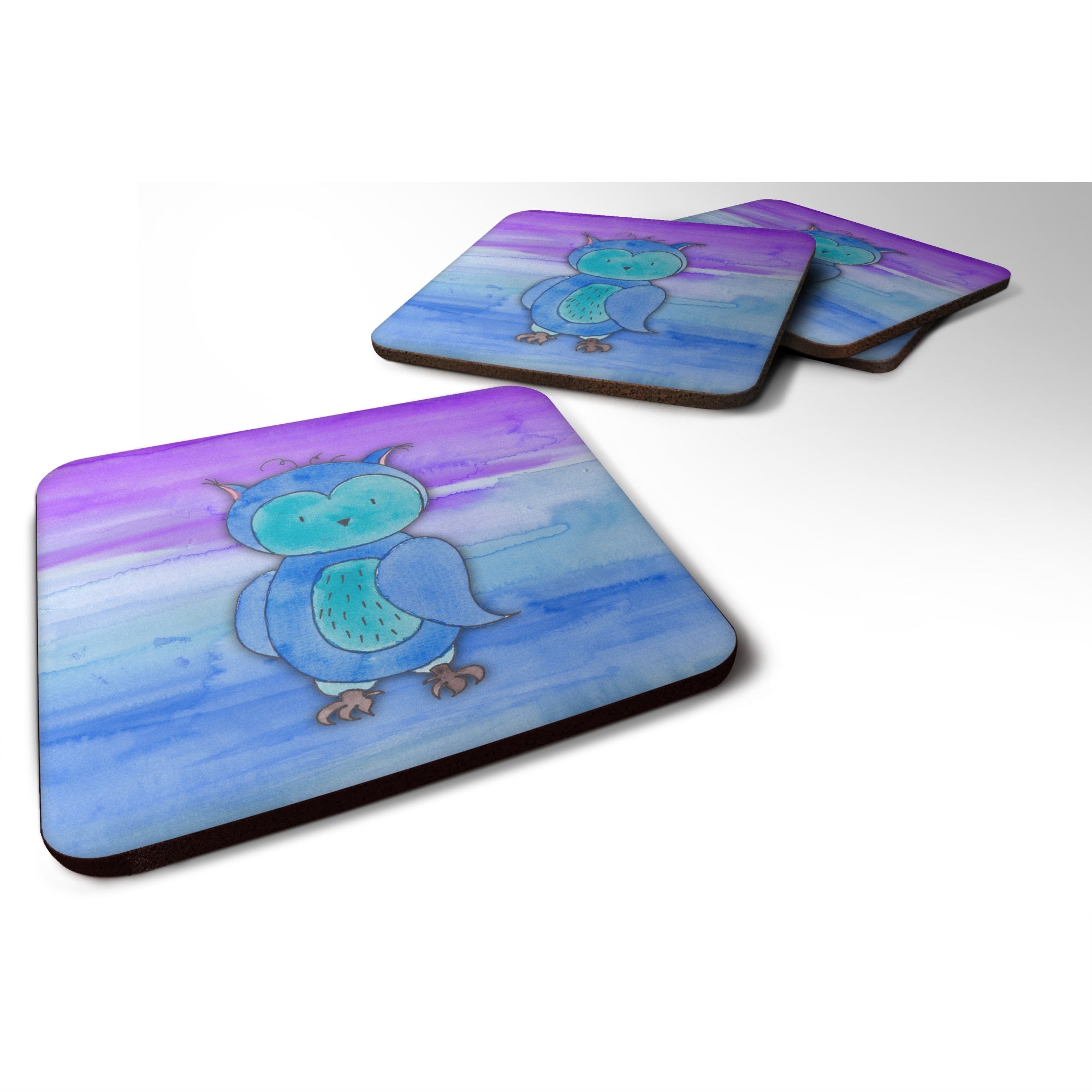 'Caroline'S Treasures Blue Owl Watercolor Decorative Coasters, 3.5, Multicolor''