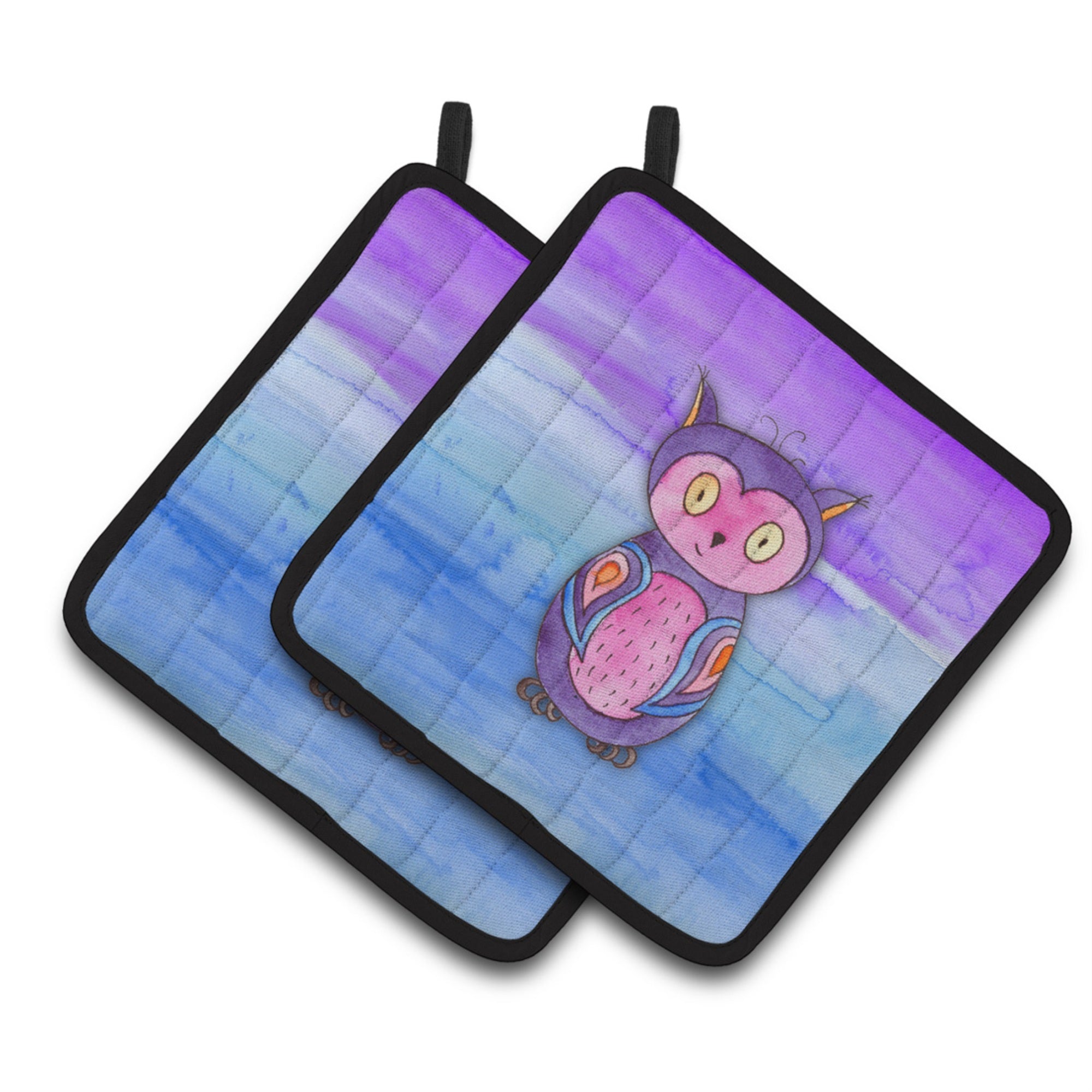 'Caroline'S Treasures Pink And Purple Owl Watercolor Decorated Pot Holder, 7.5'''' X 7.5'''', Multicolor''