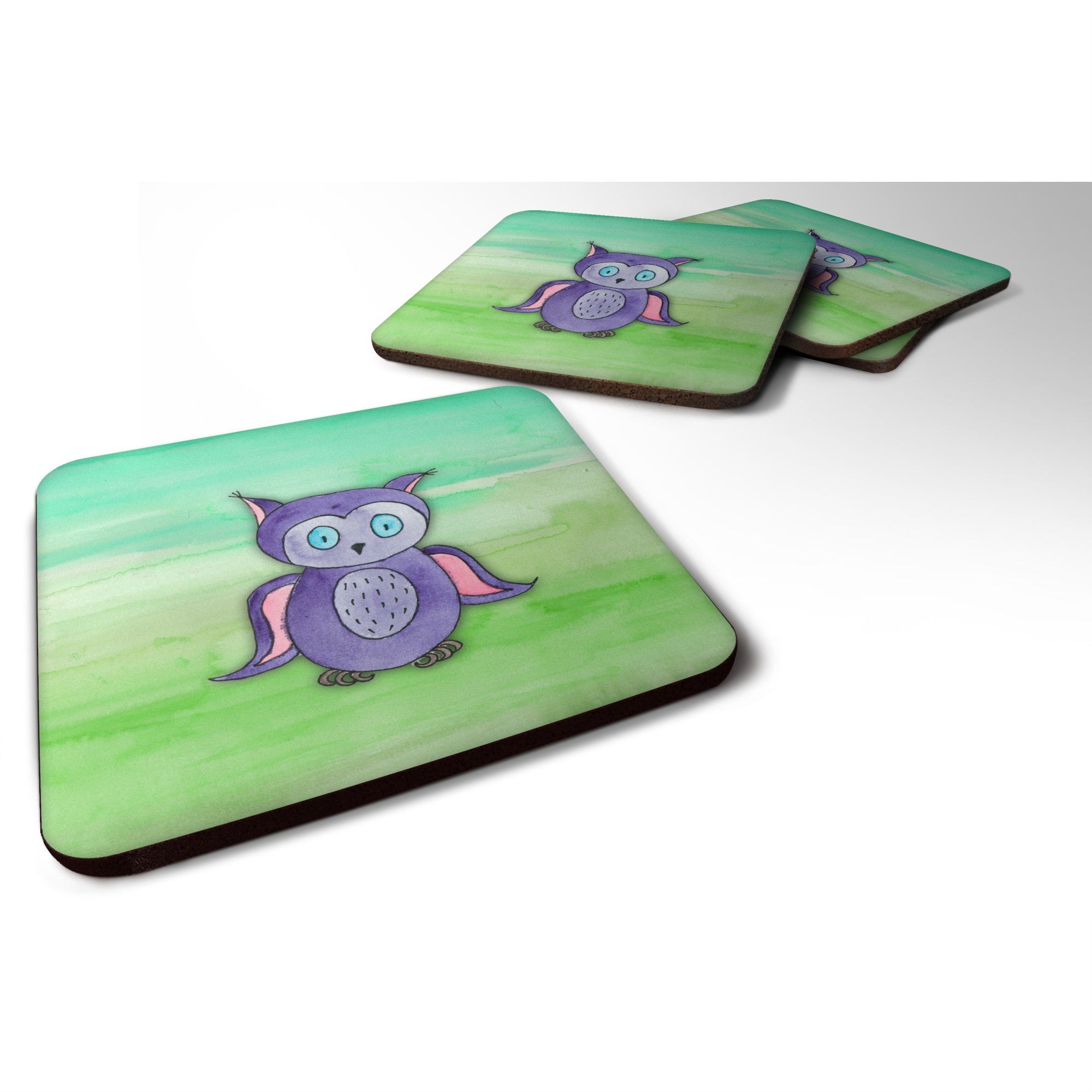 'Caroline'S Treasures Purple Owl Watercolor Decorative Coasters, 3.5, Multicolor''