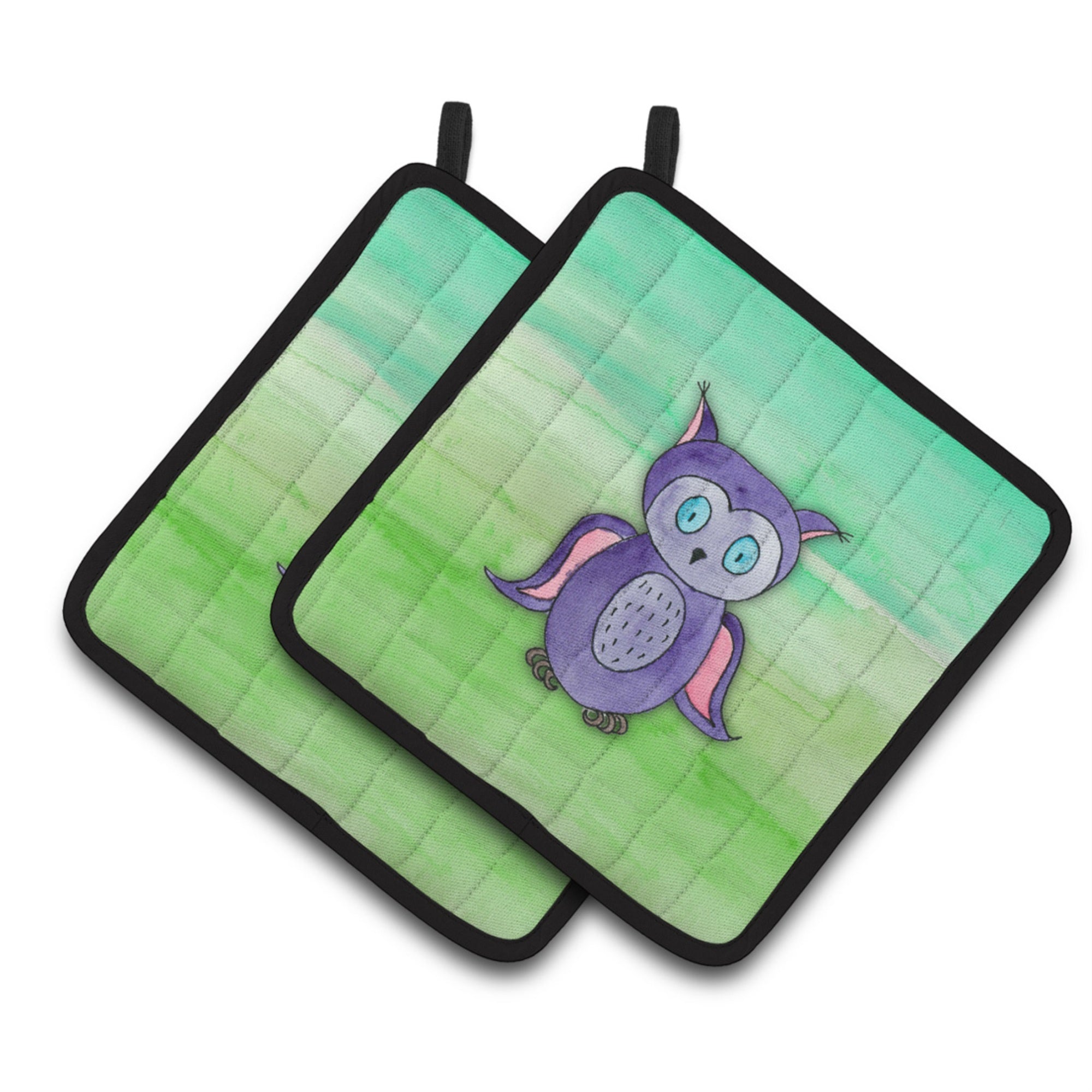 'Caroline'S Treasures Purple Owl Watercolor Decorated Pot Holder, 7.5'''' X 7.5'''', Multicolor''