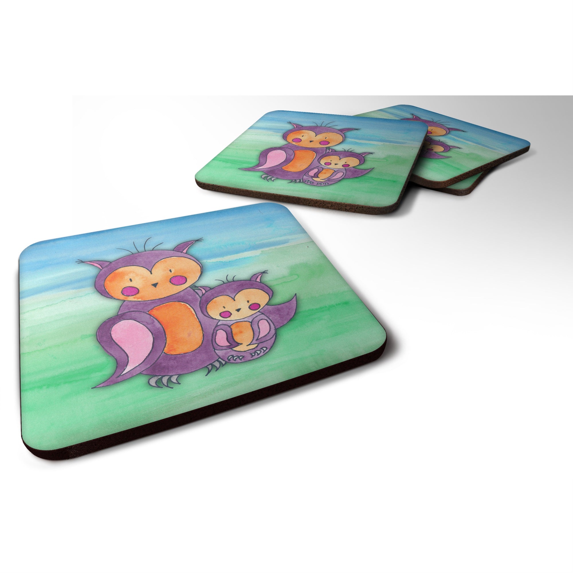'Caroline'S Treasures Momma And Baby Owl Watercolor Decorative Coasters, 3.5, Multicolor''