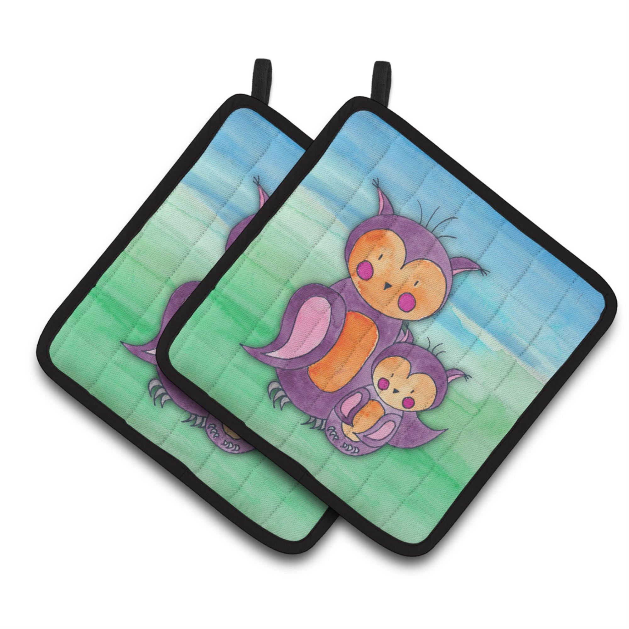 'Caroline'S Treasures Momma And Baby Owl Watercolor Decorated Pot Holder, 7.5'''' X 7.5'''', Multicolor''