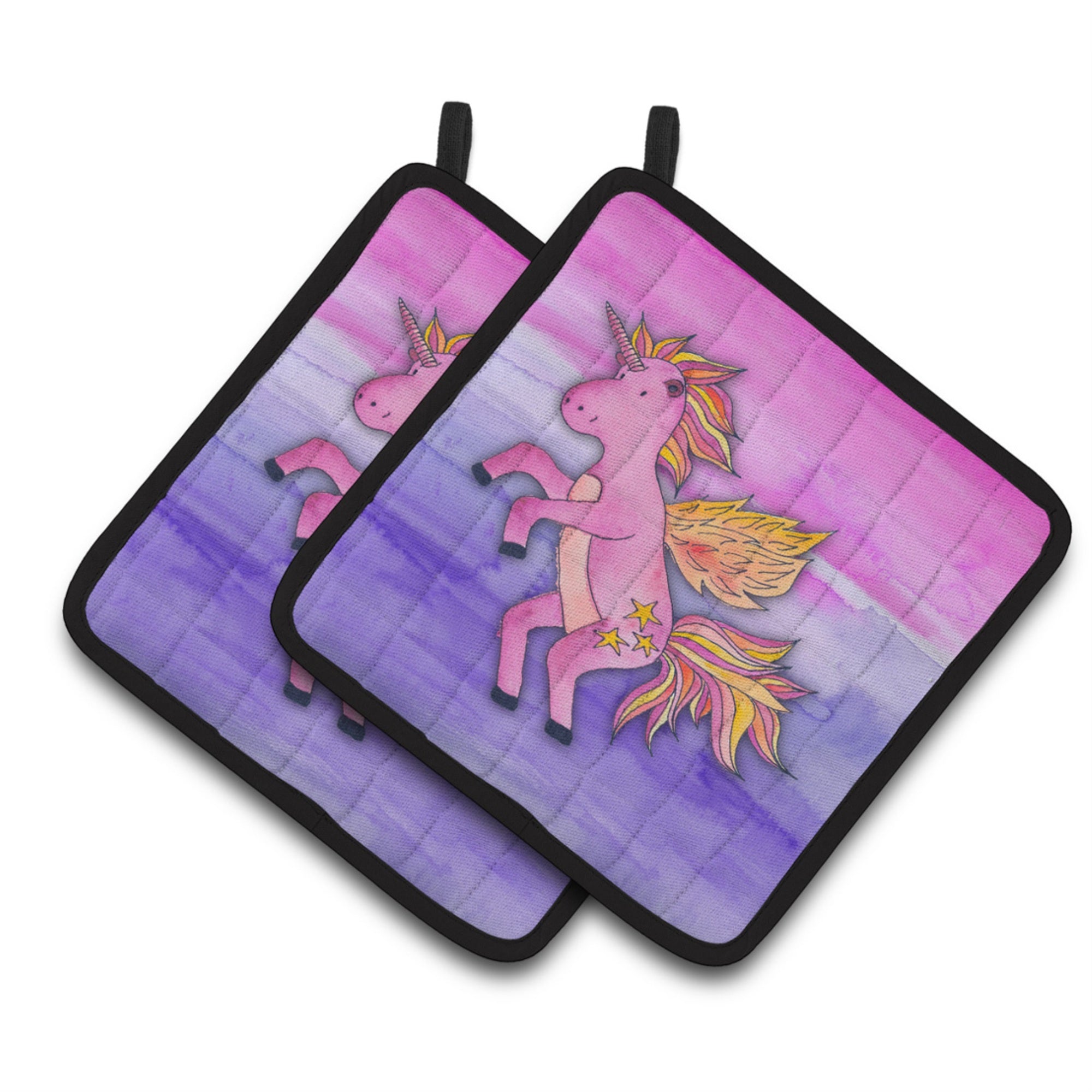 'Caroline'S Treasures Pink Unicorn Watercolor Decorated Pot Holder, 7.5'''' X 7.5'''', Multicolor''