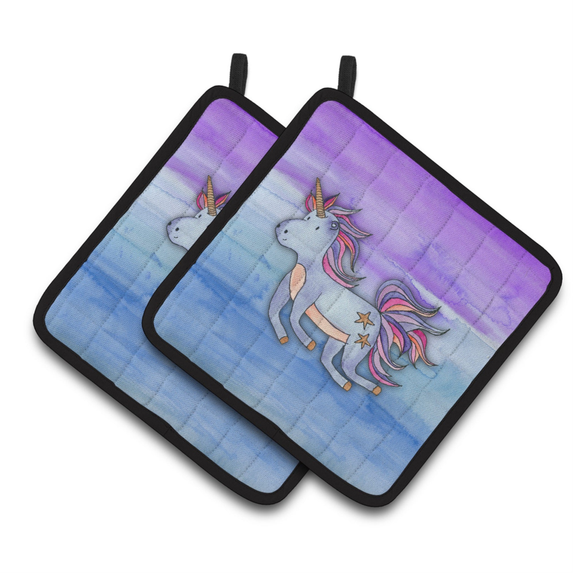 'Caroline'S Treasures Blue Unicorn Watercolor Decorated Pot Holder, 7.5'''' X 7.5'''', Multicolor''