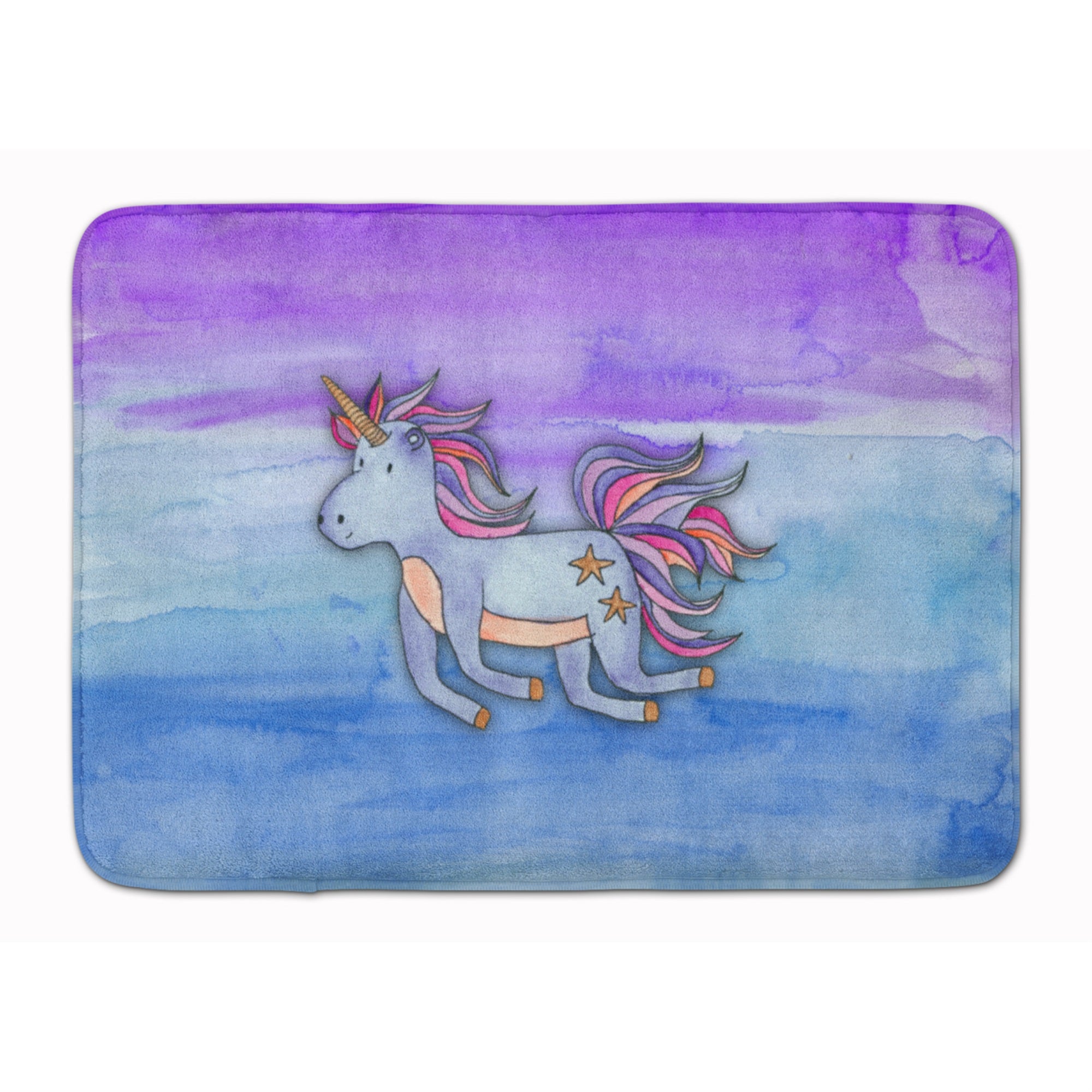 'Caroline'S Treasures Blue Unicorn Watercolor Floor Mat, 19'''' X 27'''', Multicolor''