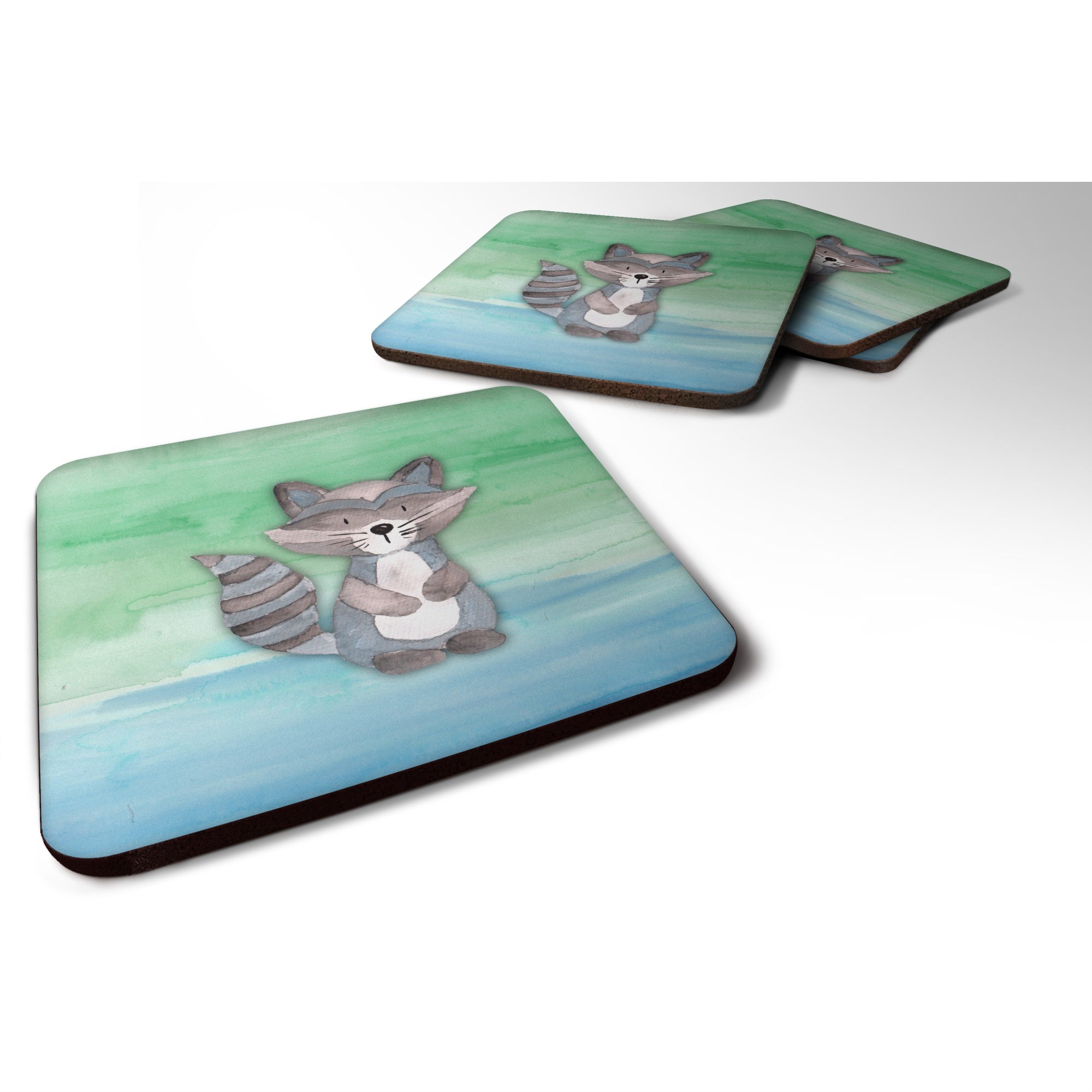 'Caroline'S Treasures Raccoon Watercolor Decorative Coasters, 3.5, Multicolor''