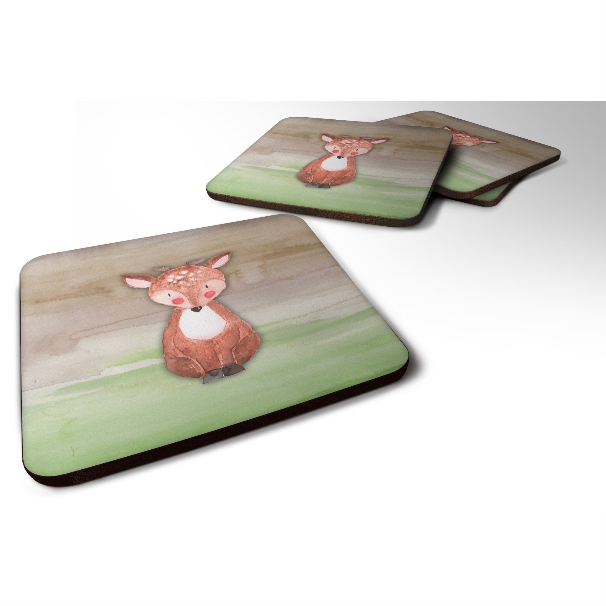 'Caroline'S Treasures Baby Deer Watercolor Decorative Coasters, 3.5, Multicolor''