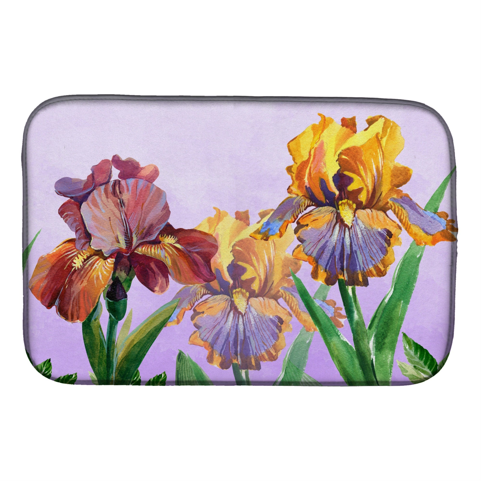 'Caroline'S Treasures Purple And Yellow Iris Dish Drying Mat, 14 X 21, Multicolor''